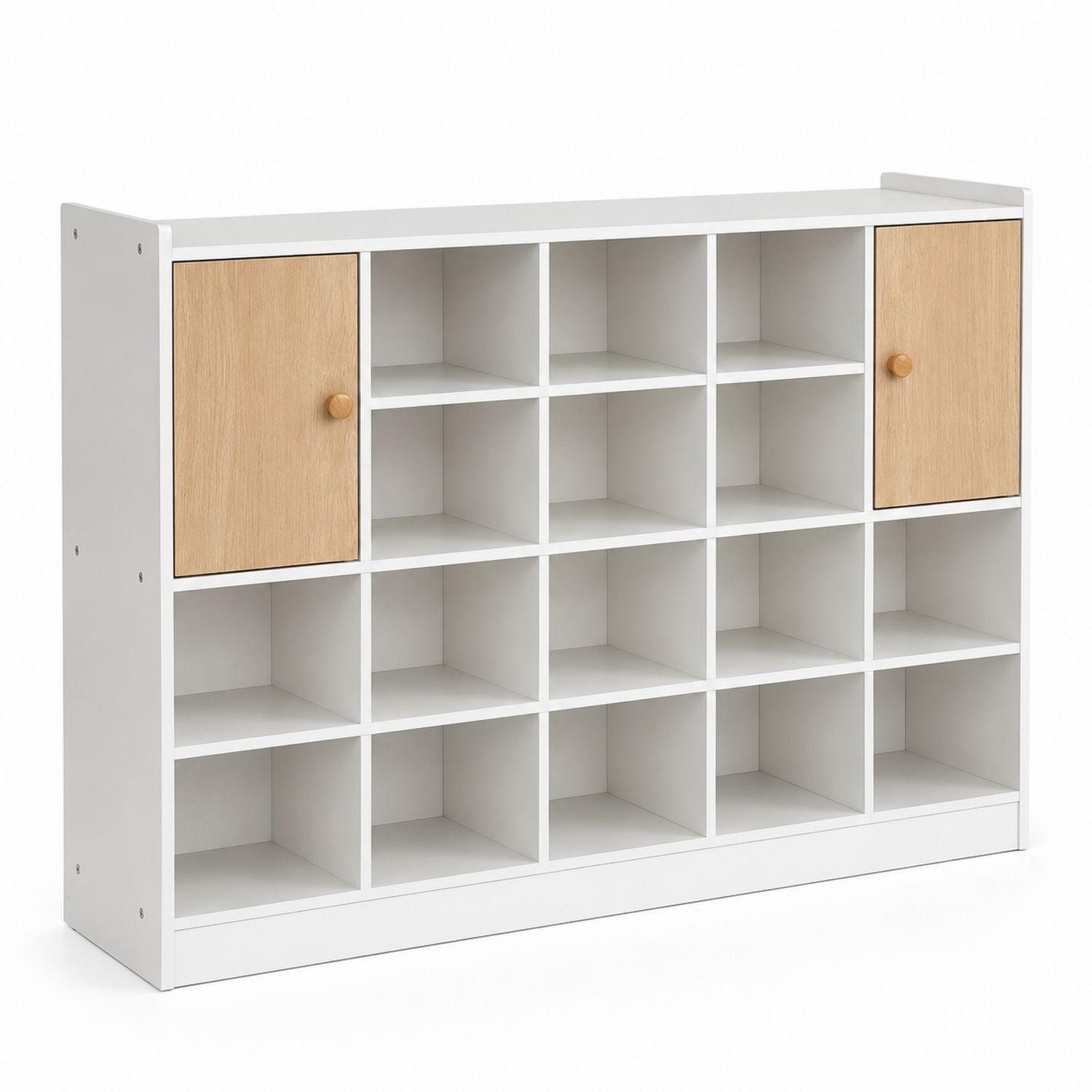 Regalsystem mit 2 Türen aus Holzfaserplatte Weiß Eiche 101x30x80cm