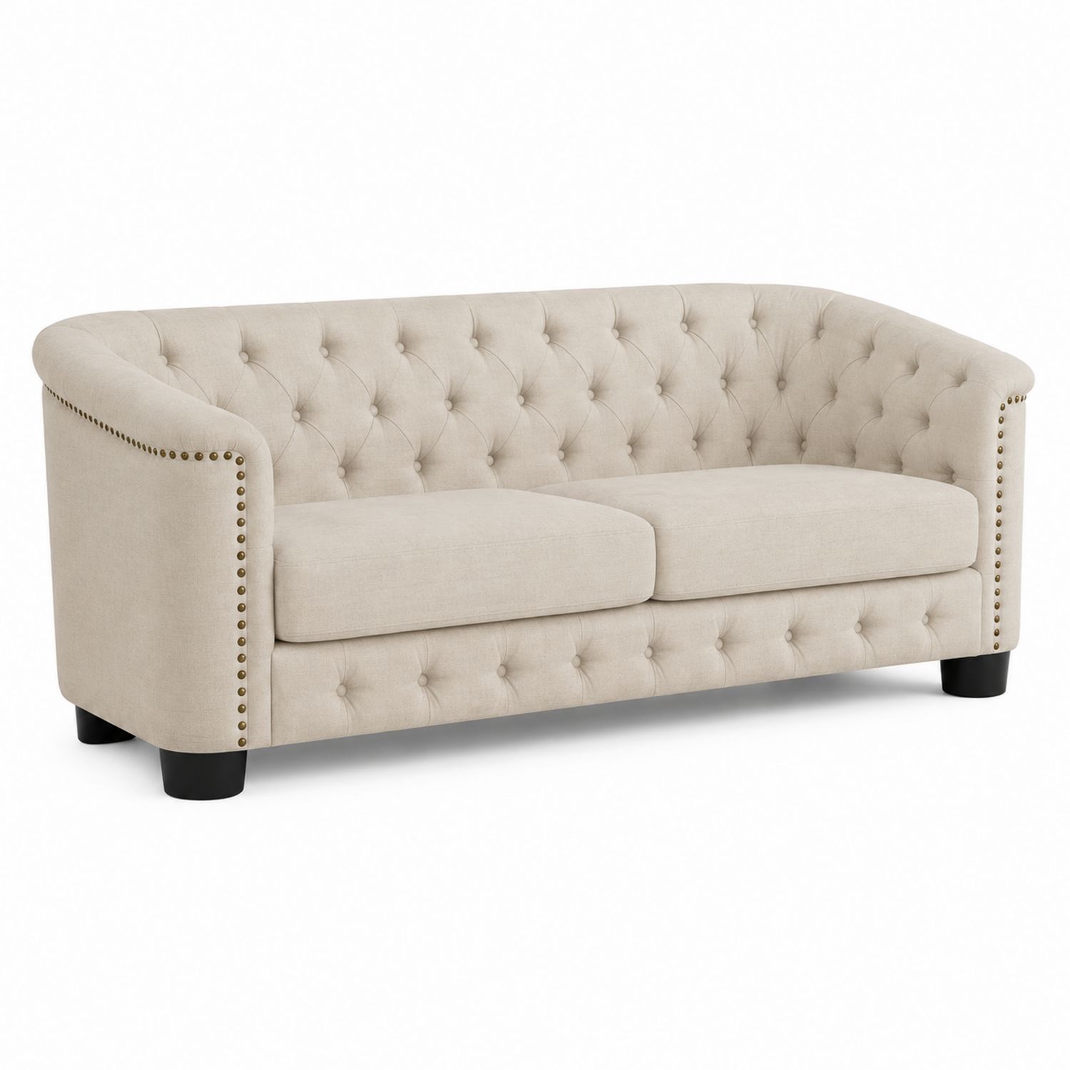 3-Sitzer Sofa Chesterfield Stil Stoff Beige 210cm