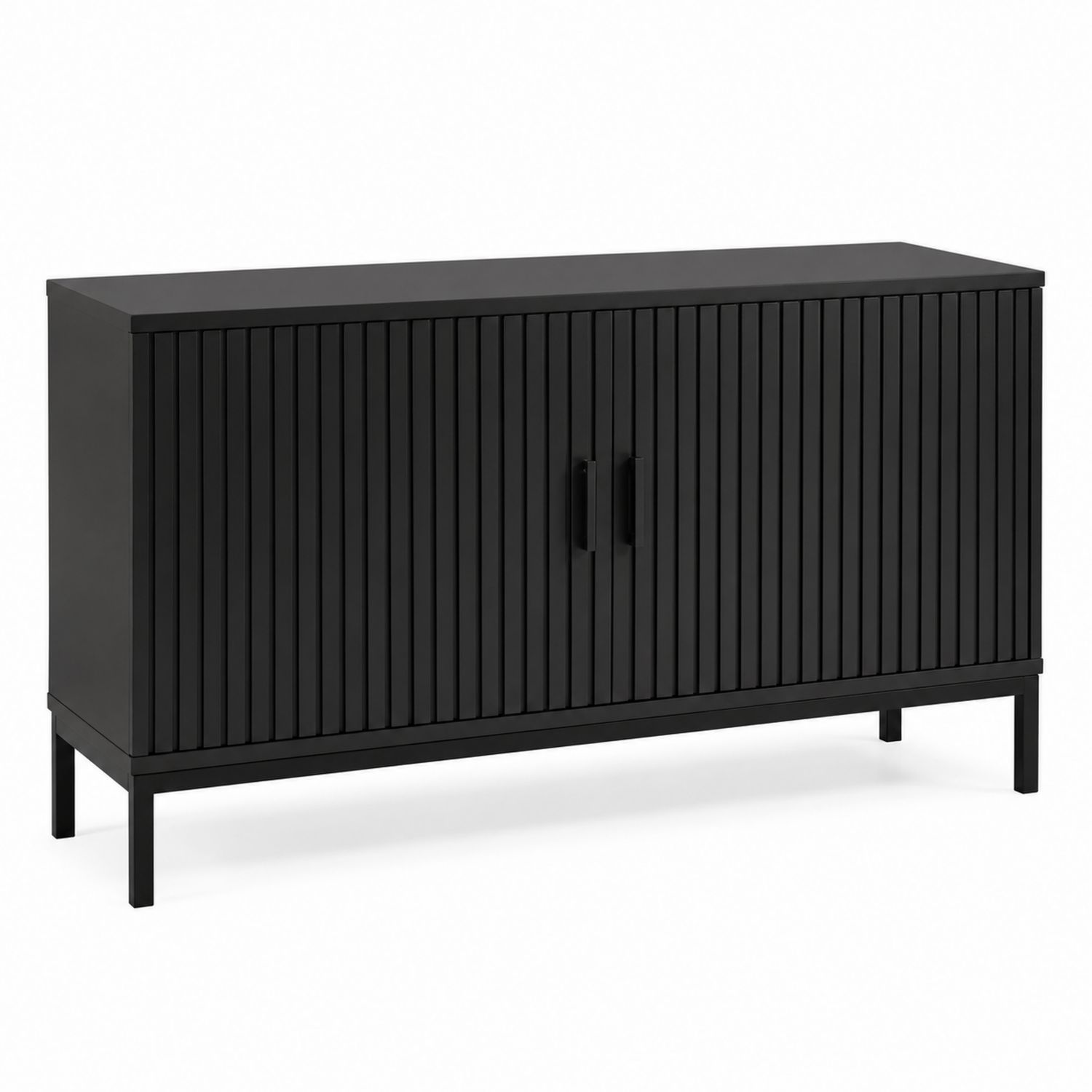 Schwarzes Sideboard aus MDF und Metall 120x40x80cm