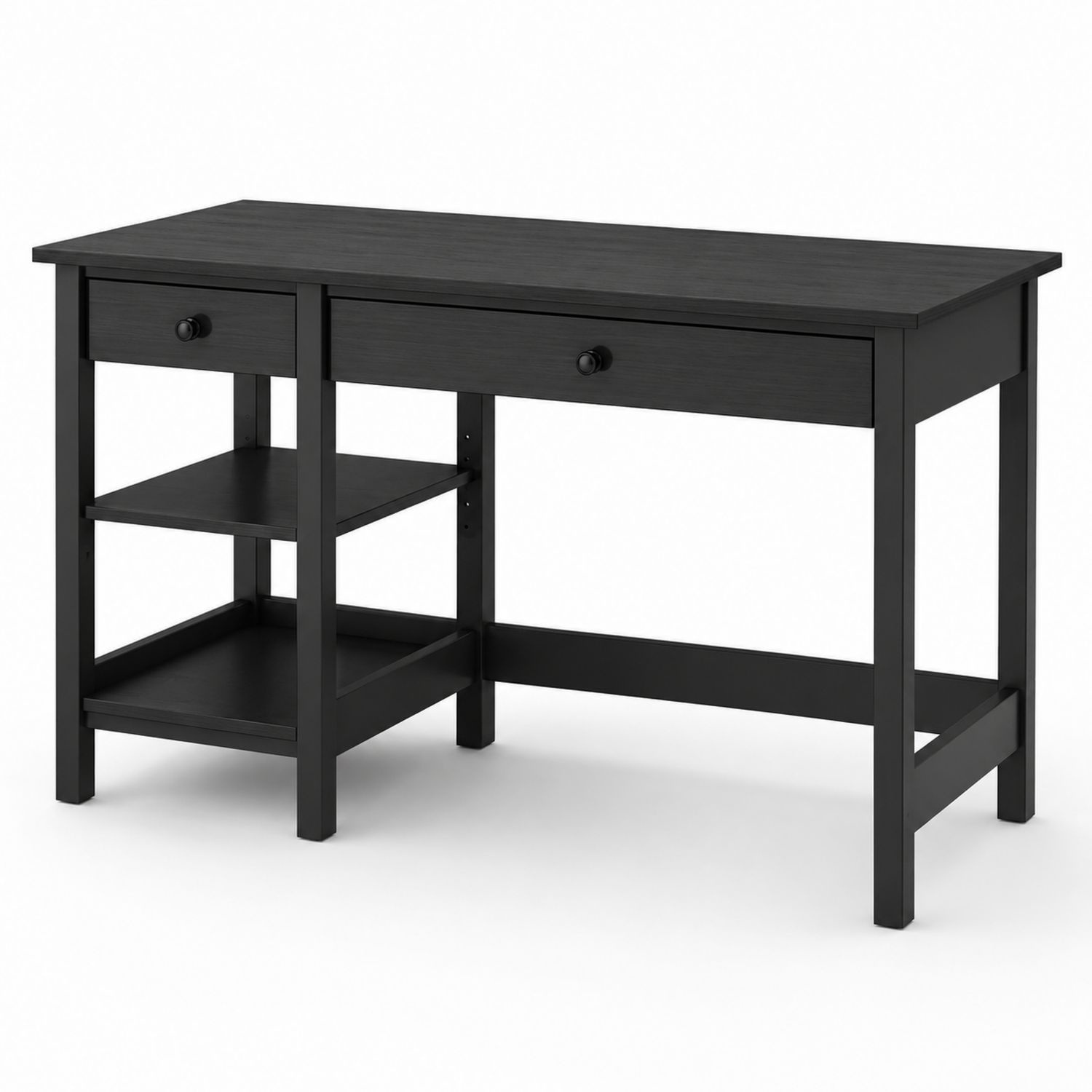Holzschreibtisch mit Schubladen und Regalen Schwarz 120x60x75cm