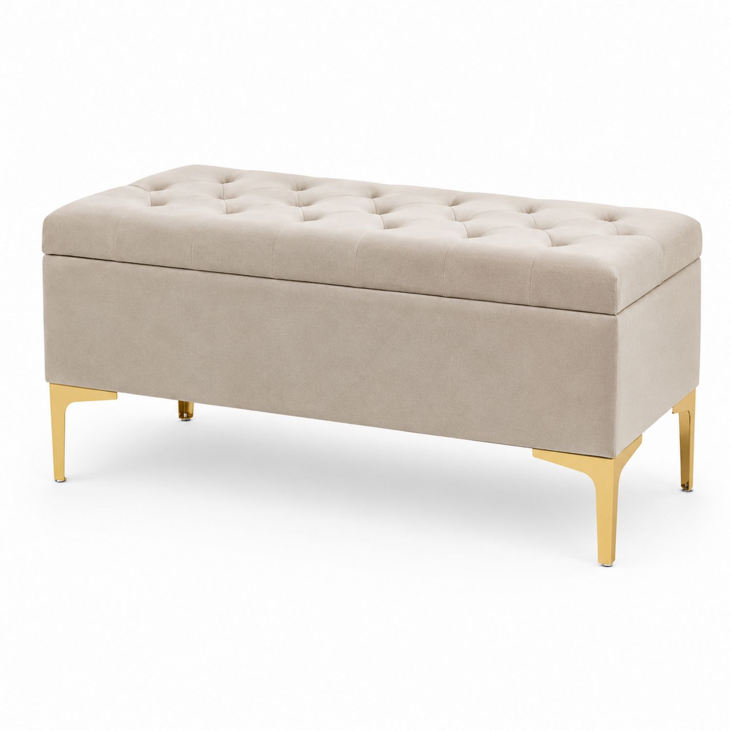 Polsterbank Mikrofaser Beige mit Stauraum 120x40x45cm
