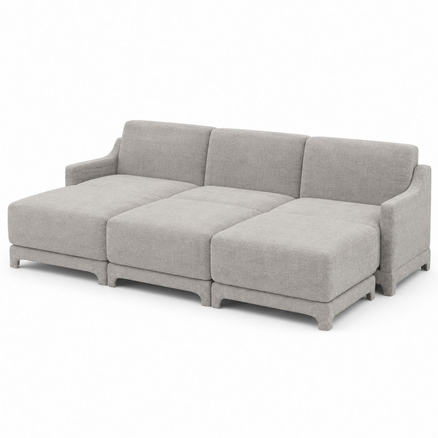 Modulares Sofa 3-Sitzer Stoff Hellgrau 220cm