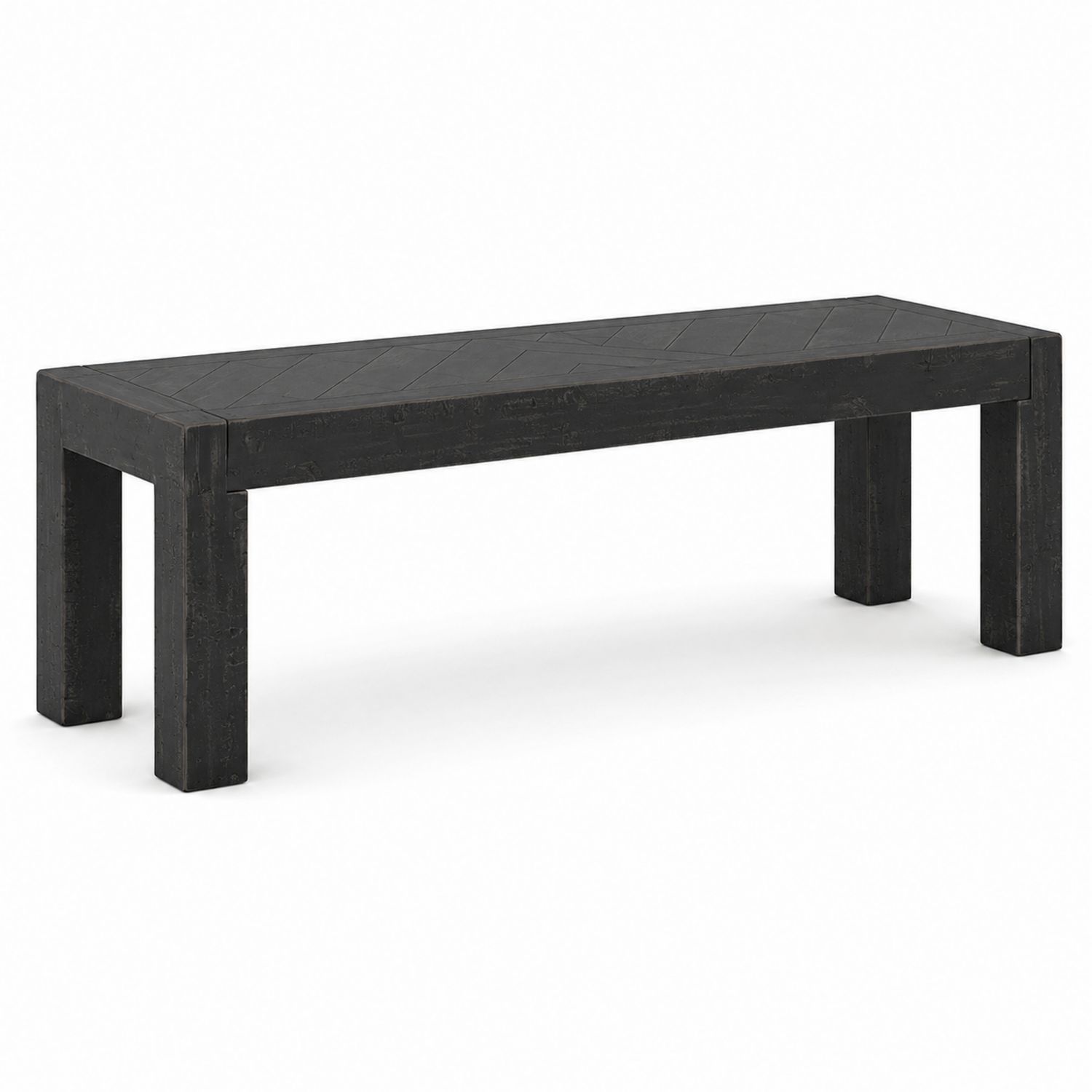 Holzbank rechteckig 150x40x45 cm Massivholz Schwarz