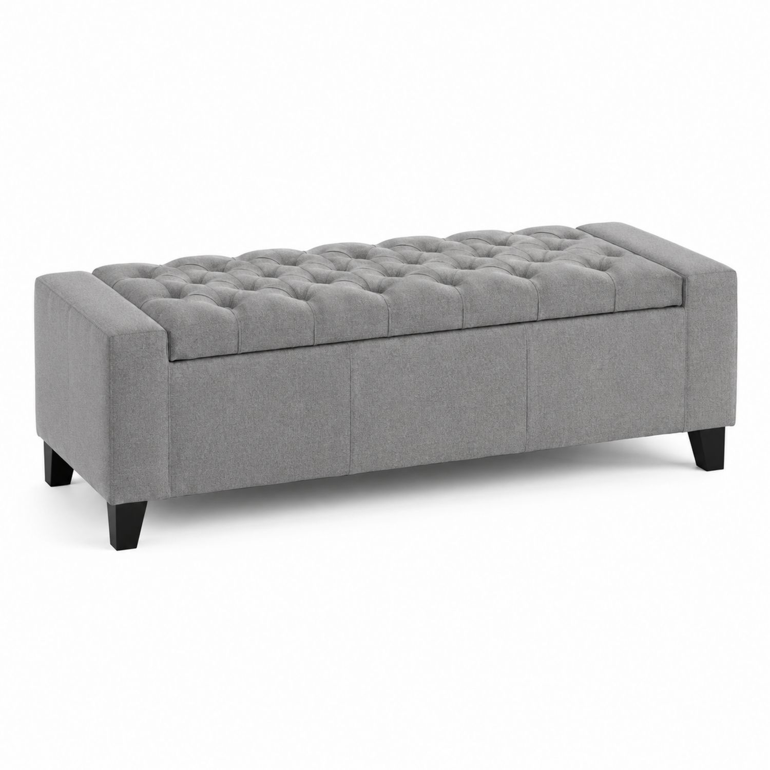 Gepolsterte Bank mit Stauraum, Polyester, Grau