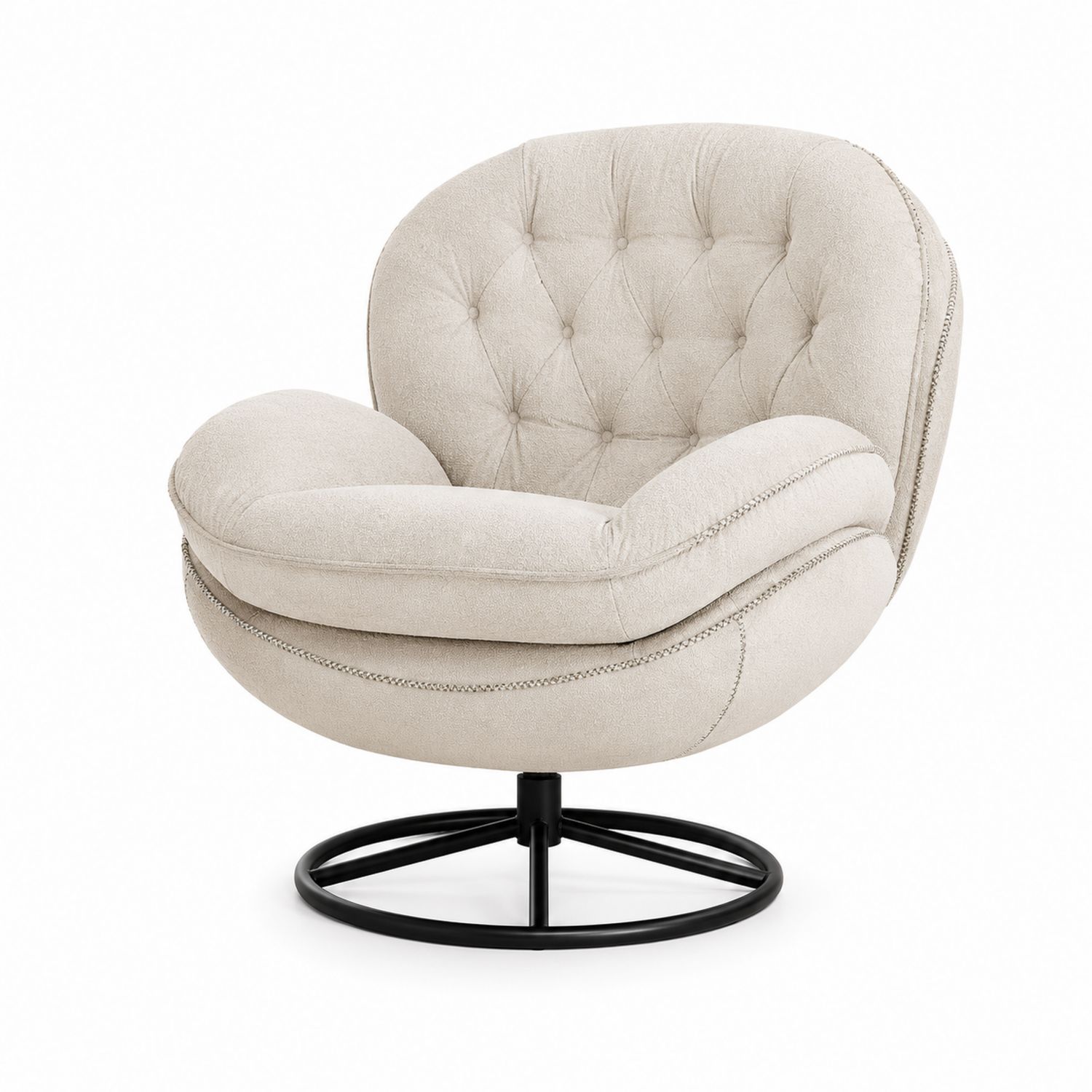 Drehbarer Sessel aus Stoff in Beige