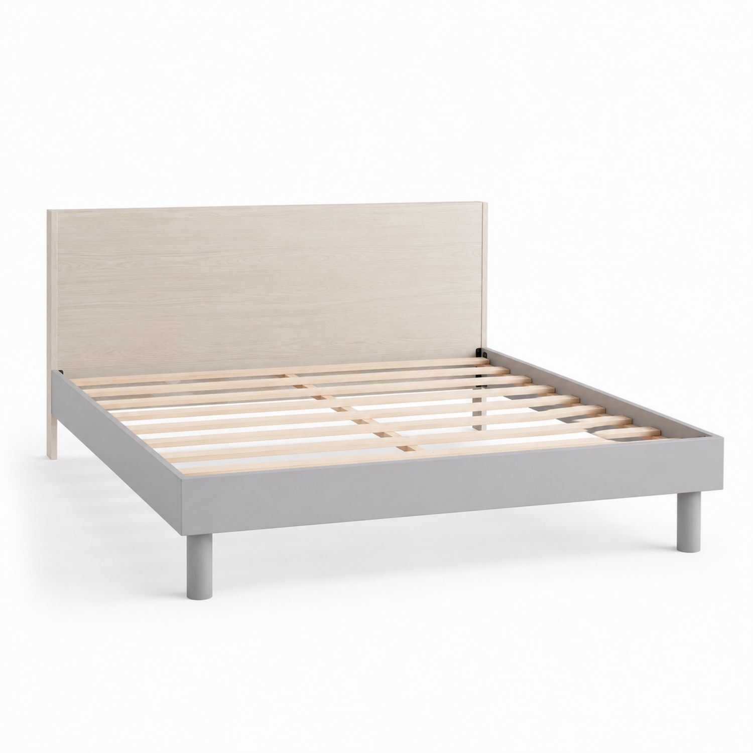 Bett mit Kopfteil Rechteckig 200x160 cm Holz Hellgrau