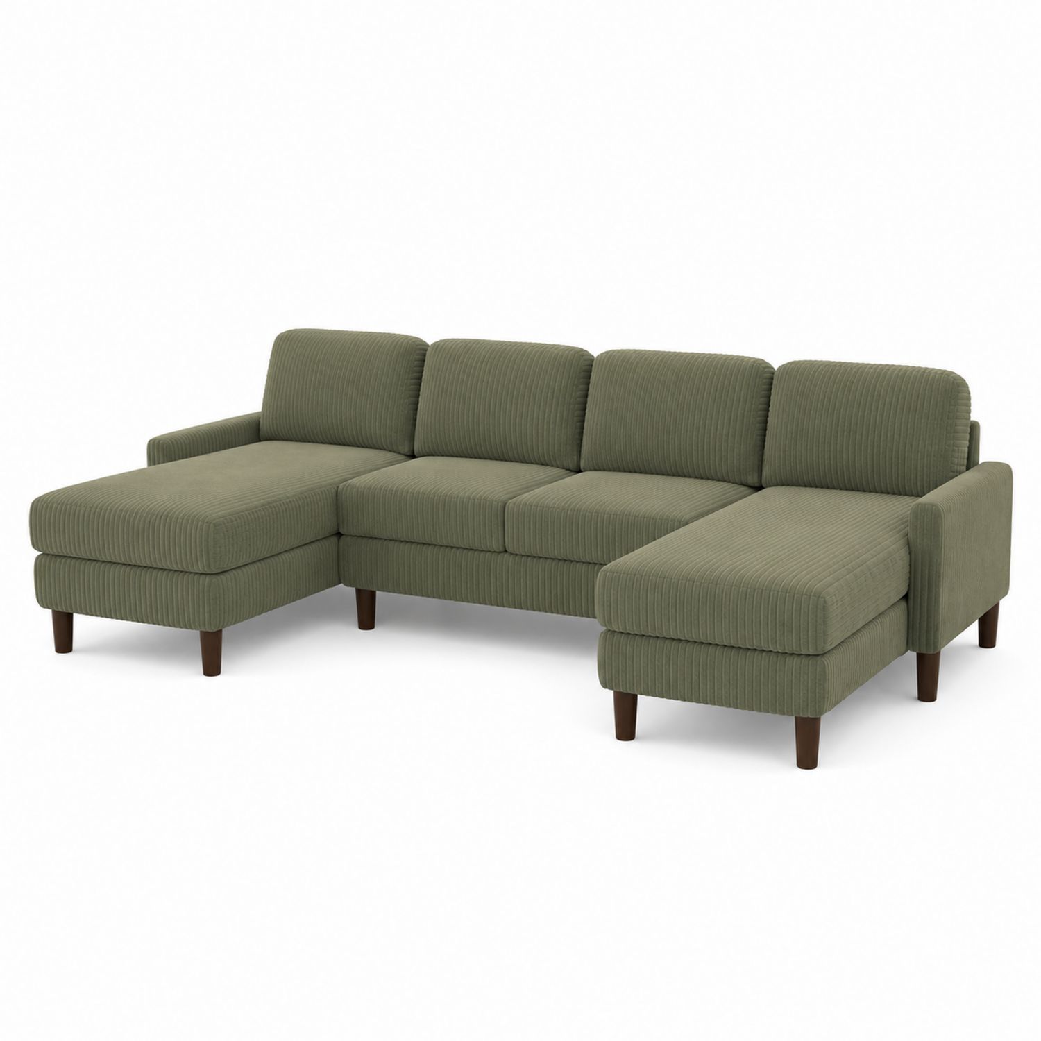 Ecksofa L-Form Cordstoff Olivgrün