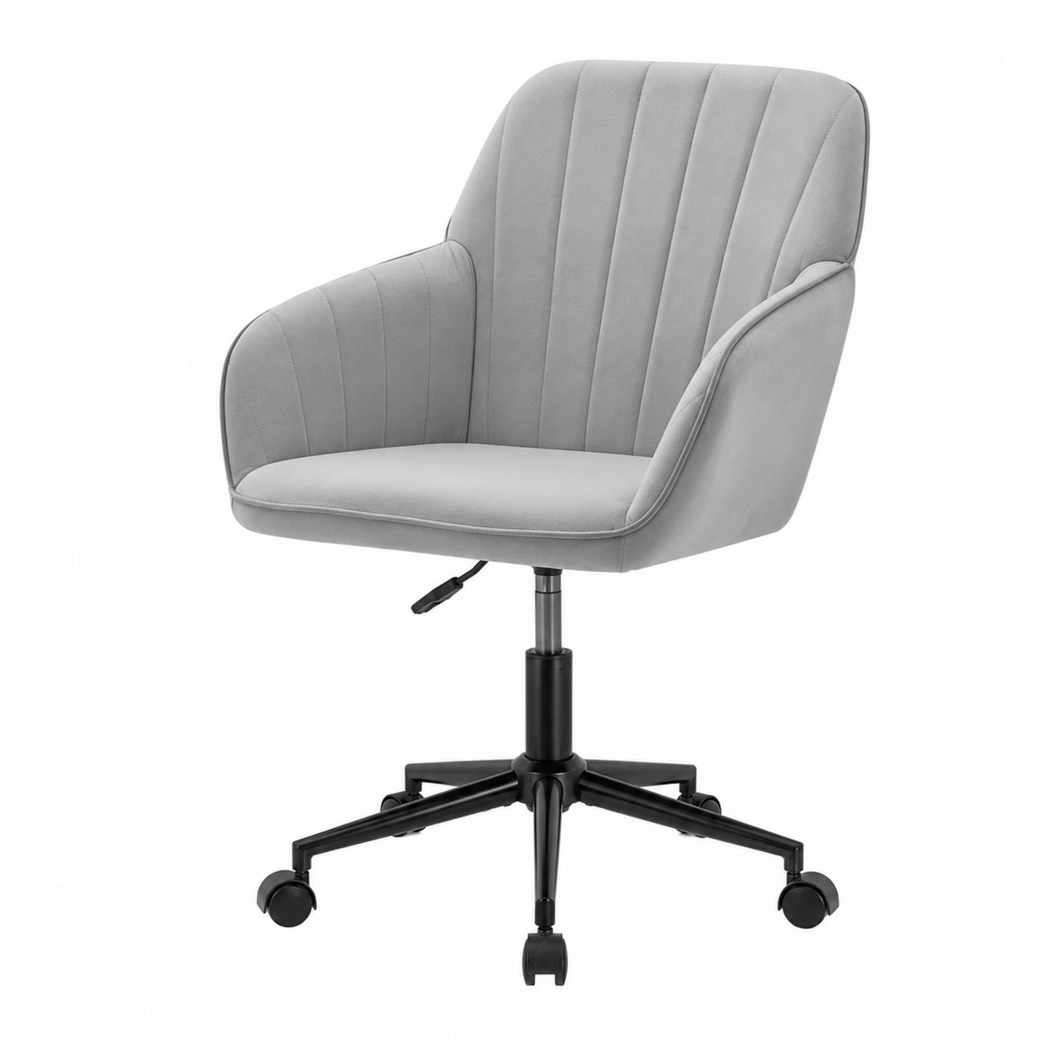 Drehbarer Bürostuhl mit Armlehnen, Mikrofaser, Grau