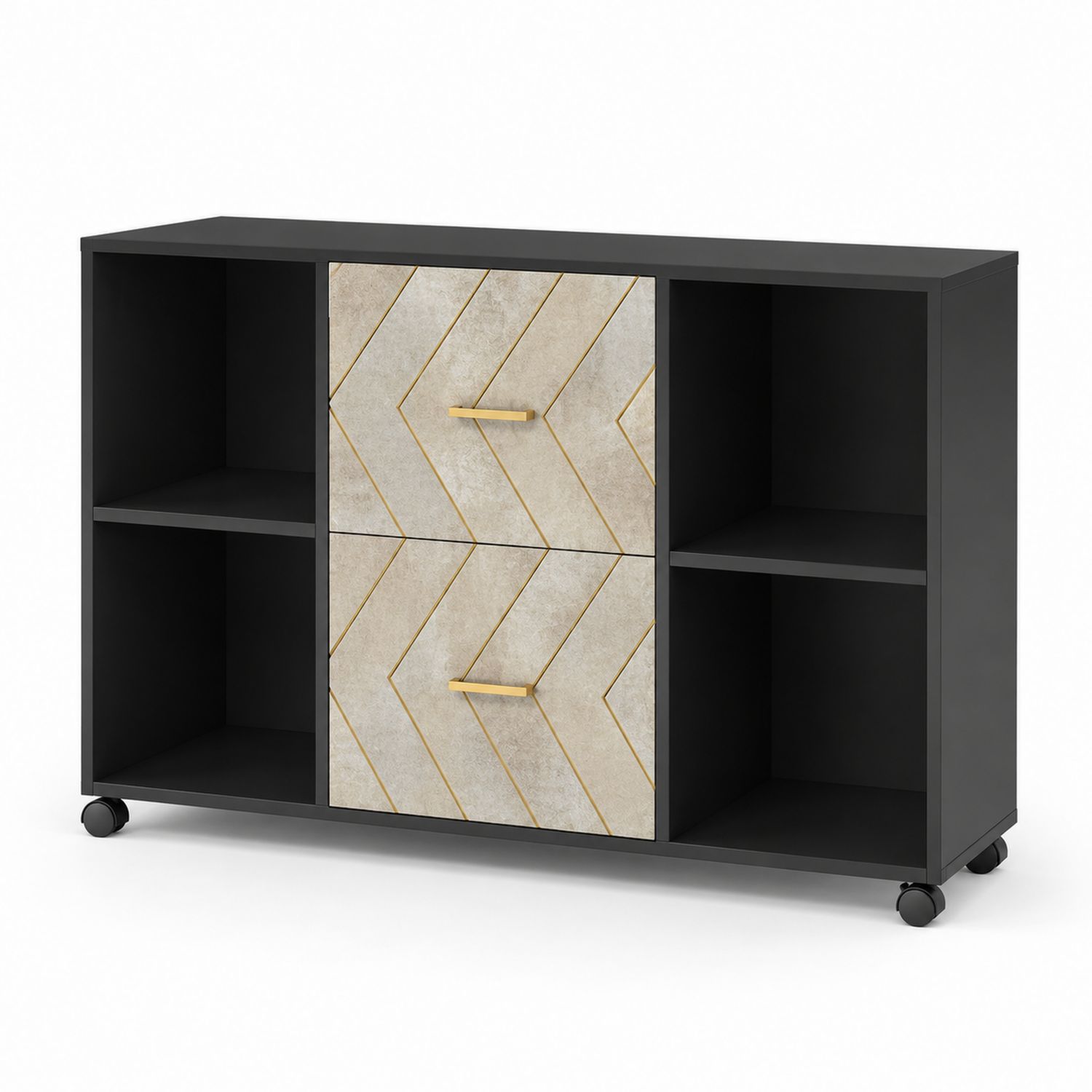 Sideboard mit Regalfächern 120x80x35 cm Holzwerkstoff Schwarz/Grau