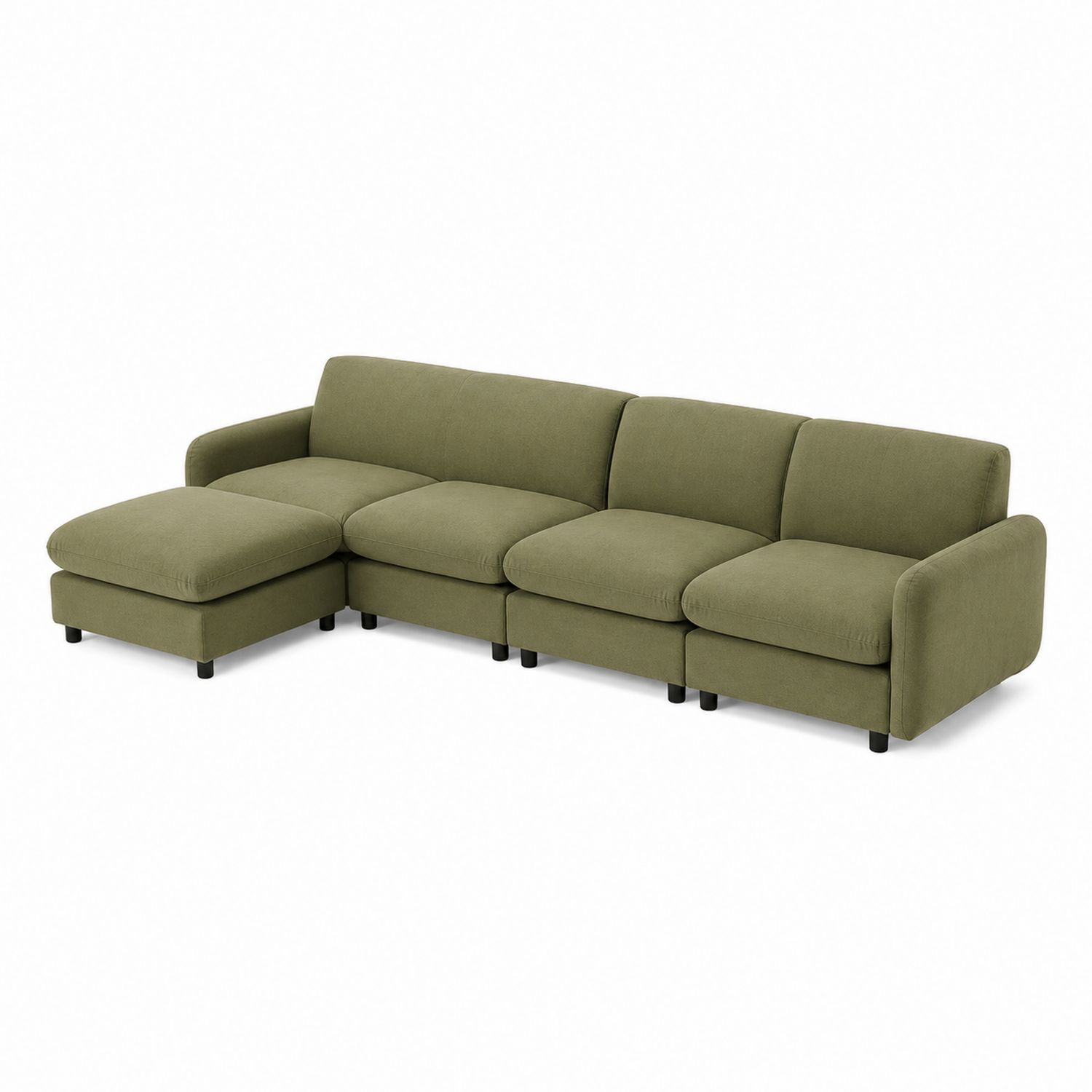 Modulares Ecksofa mit Ottomane Polster Khaki