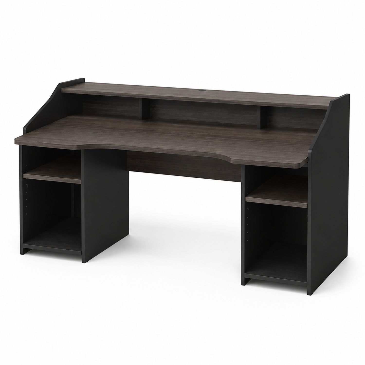 Rechteckiger Schreibtisch aus Holz mit Melaminbeschichtung, Dunkelbraun/Schwarz, 150 cm