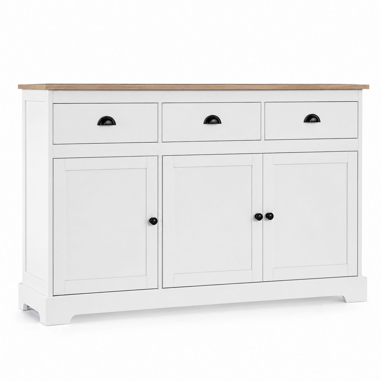 Sideboard MDF Weiß mit Eiche Oberfläche 120x40x85 cm