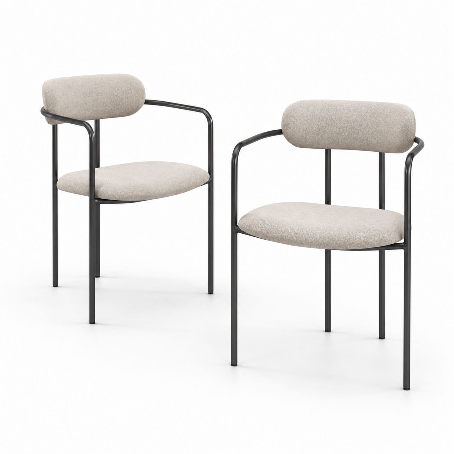 2er-Set Metallstühle mit Stoffbezug, Beige