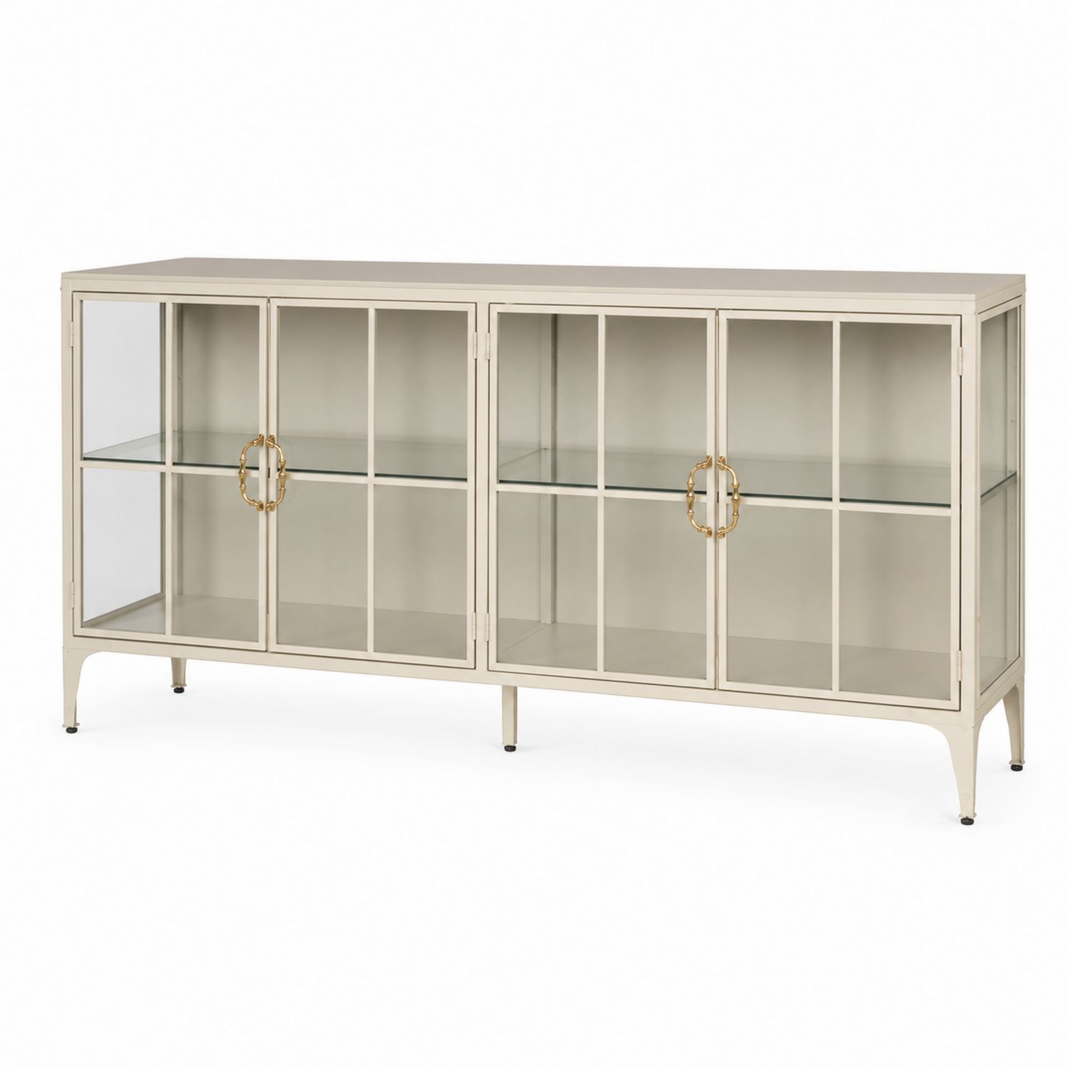 Metall- und Glas-Sideboard mit Glastüren Beige 160 cm