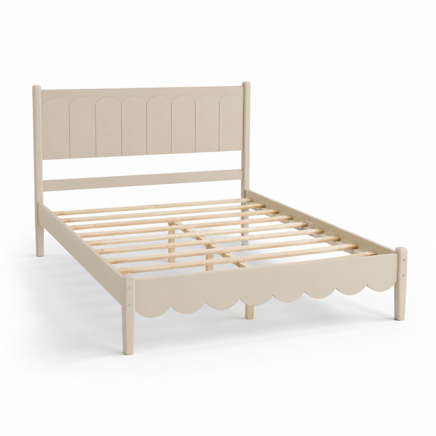 Holzbett mit Kopfteil und Lattenrost Beige 90x200 cm