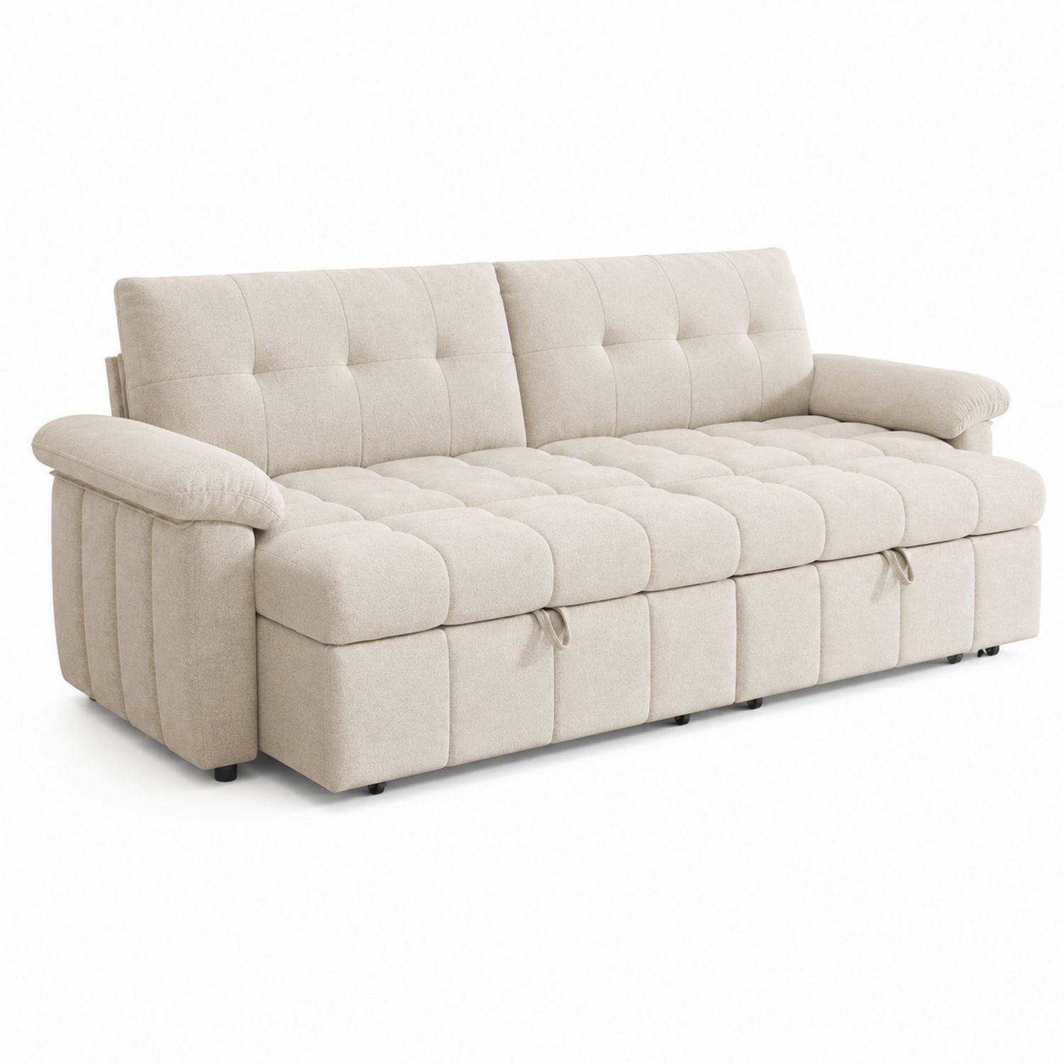 3-Sitzer Schlafsofa Beige Stoff