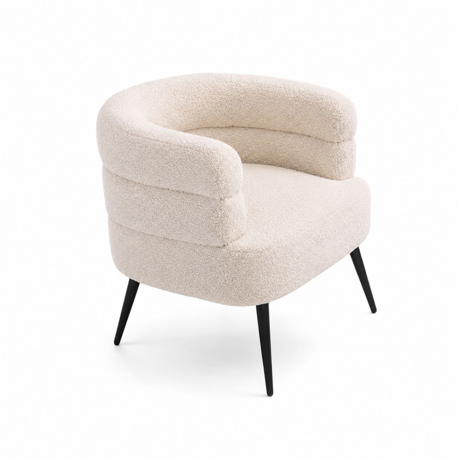 Sessel aus Bouclé Stoff mit Metallbeinen Beige-Norvexoril