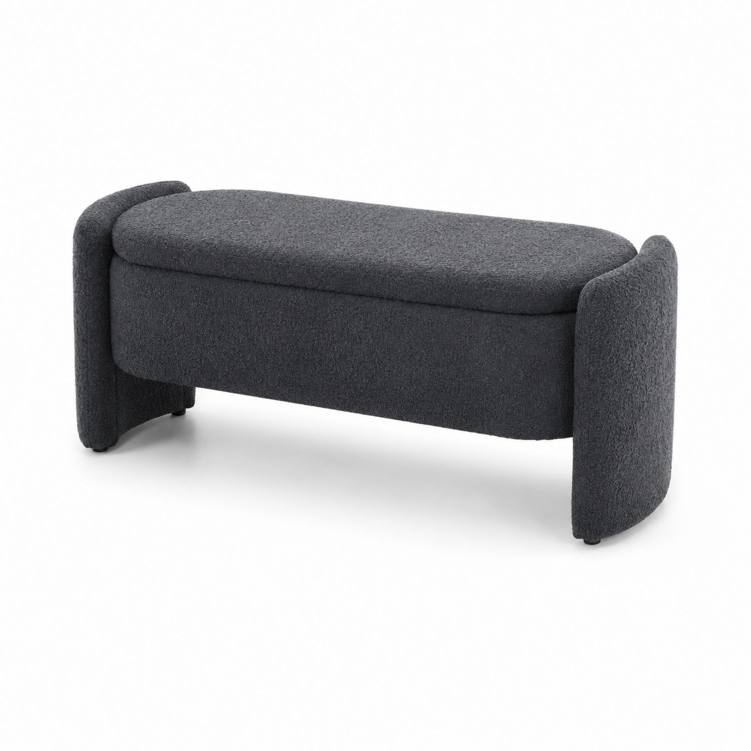 Polsterbank Bouclé-Stoff Holz Grau 120 cm-Norvexoril