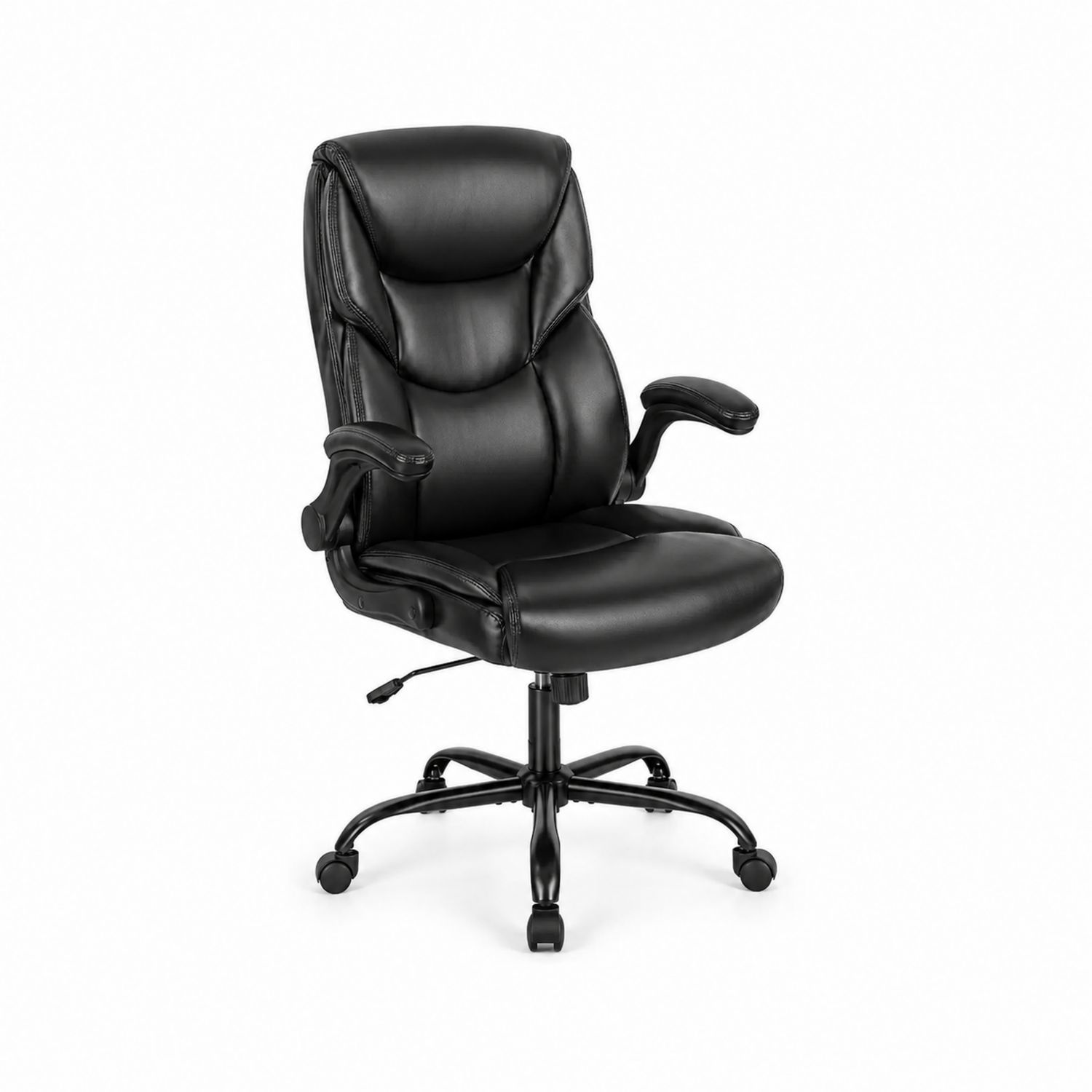 Bürostuhl PU-Leder Schwarz mit Armlehnen-Norvexoril