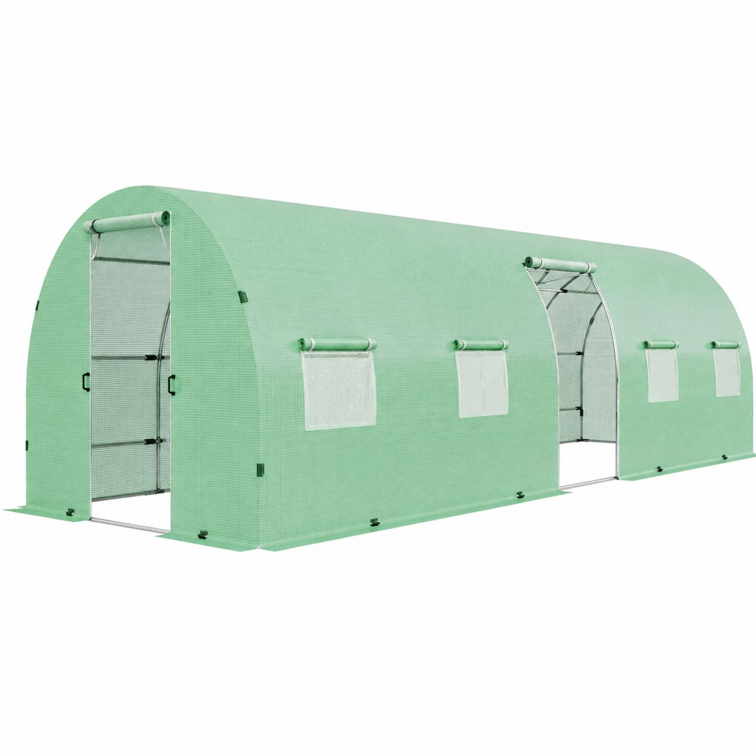 Gewächshaus Tunnel 600x300x200 cm Stahl und Polyethylen Grün-Norvexoril