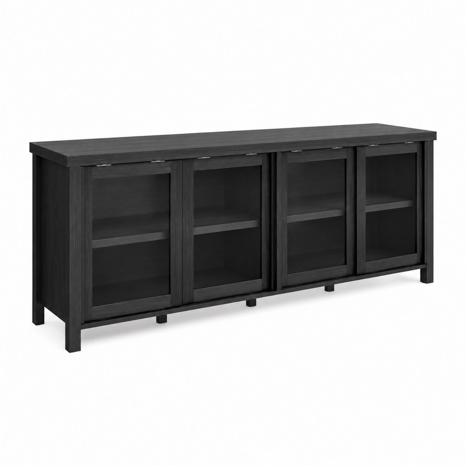 TV-Schrank aus Holz mit Glas-Schiebetüren - Schwarz-Norvexoril