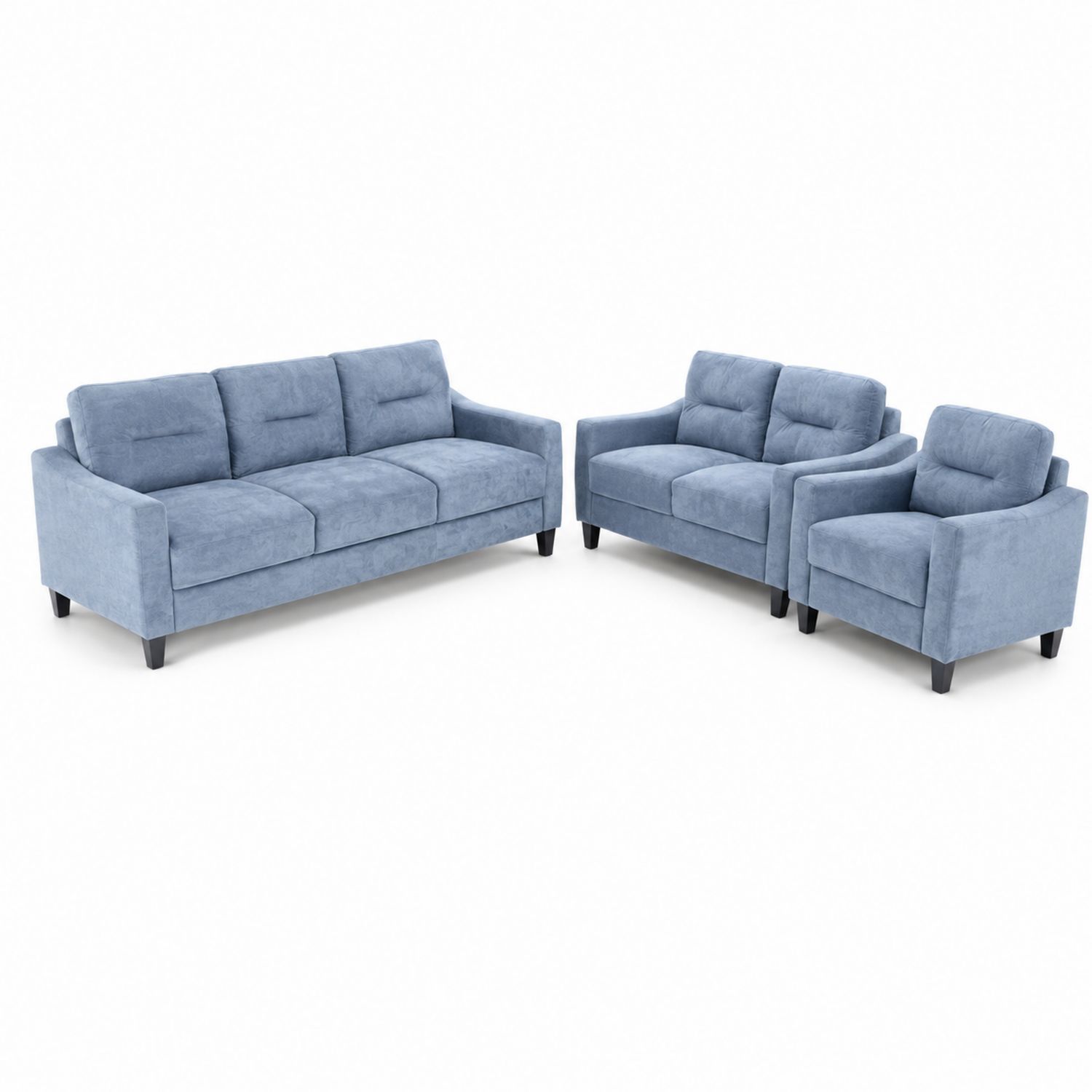 Sofagarnitur 3-2-1 Set Blau Mikrofaser-Norvexoril