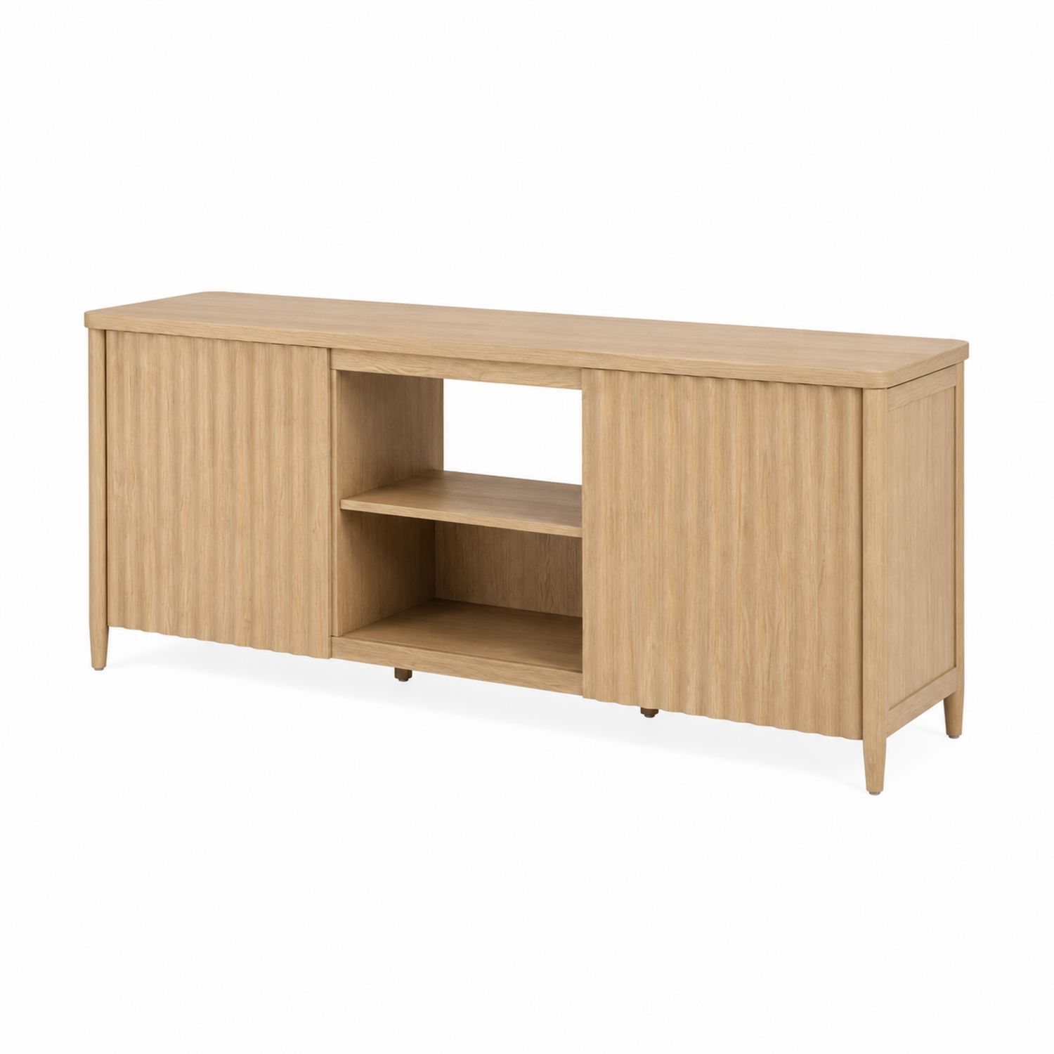 TV-Schrank aus Eichenfurnier mit zwei Türen und Regalen 150x40x60 cm-Norvexoril