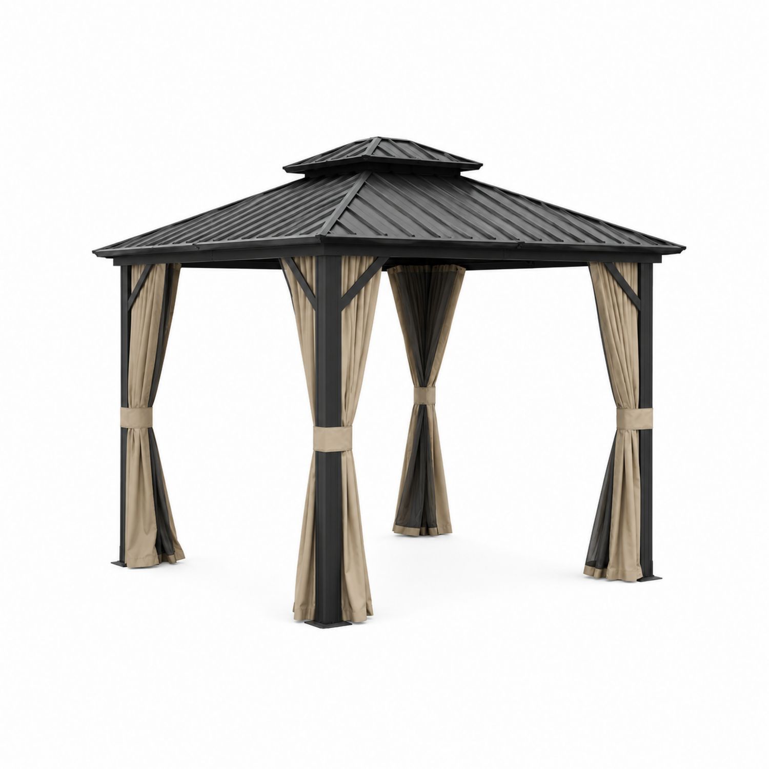 Pavillon aus Metall mit Stahldach und Polyester Vorhängen-Norvexoril