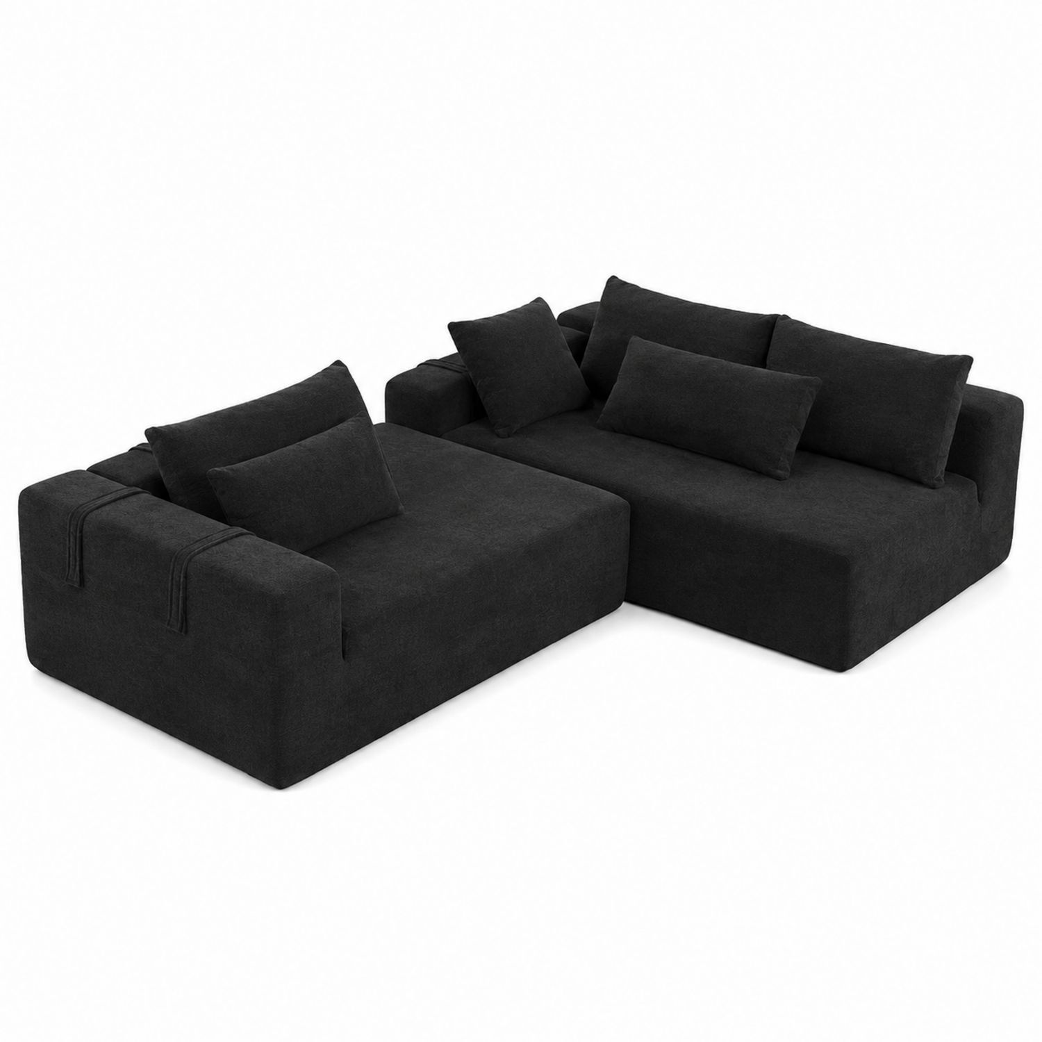 Modulares Ecksofa Set L-Form Stoff Schwarz-Norvexoril