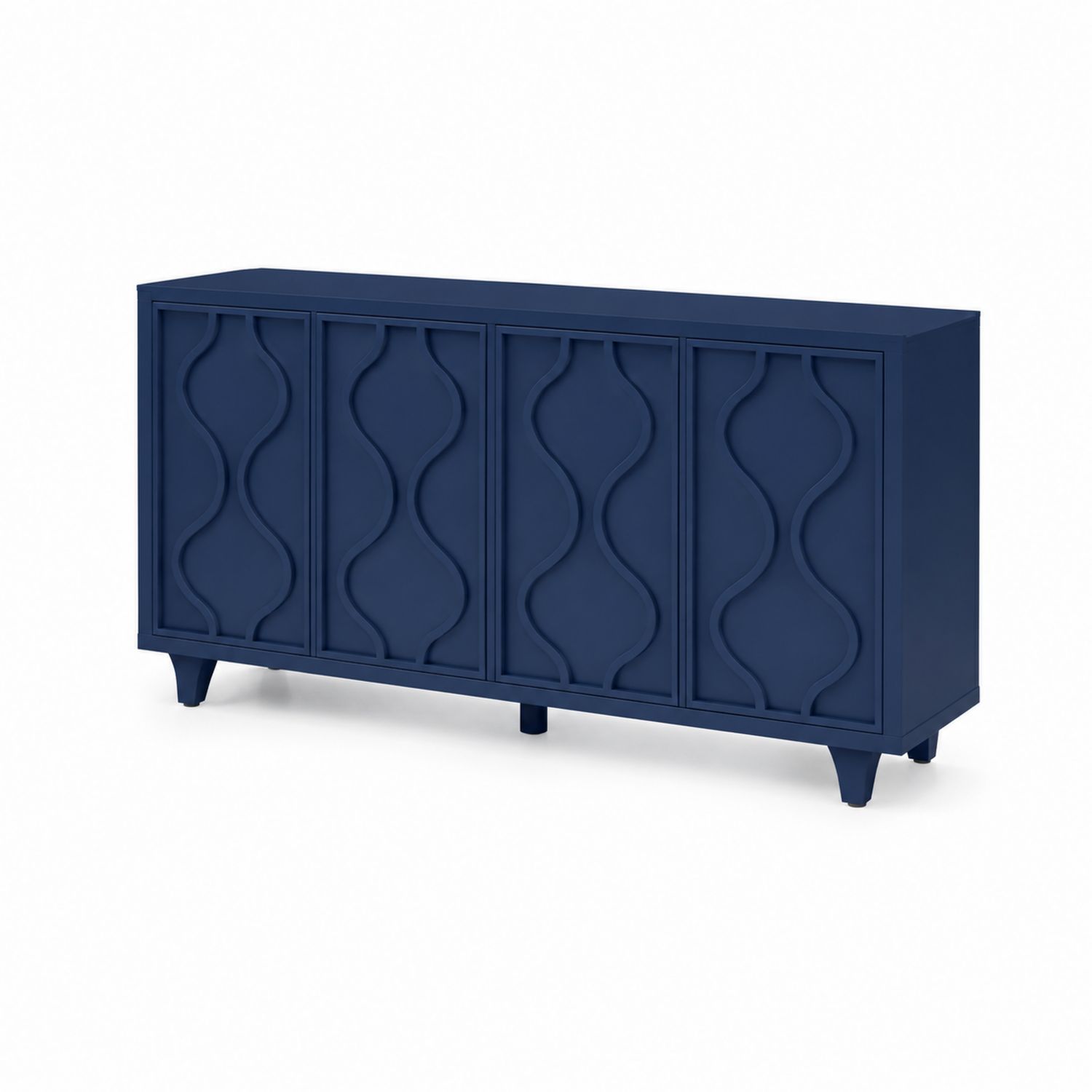 Sideboard aus MDF mit 4 Türen Dunkelblau 160x40x75 cm-Norvexoril