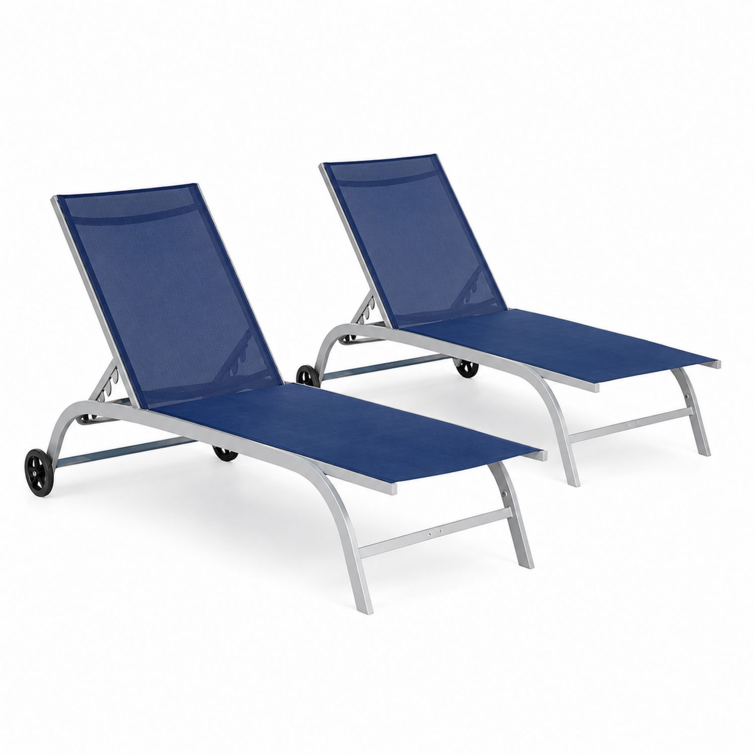 2er-Set Sonnenliegen Aluminium Textilene Blau-Norvexoril