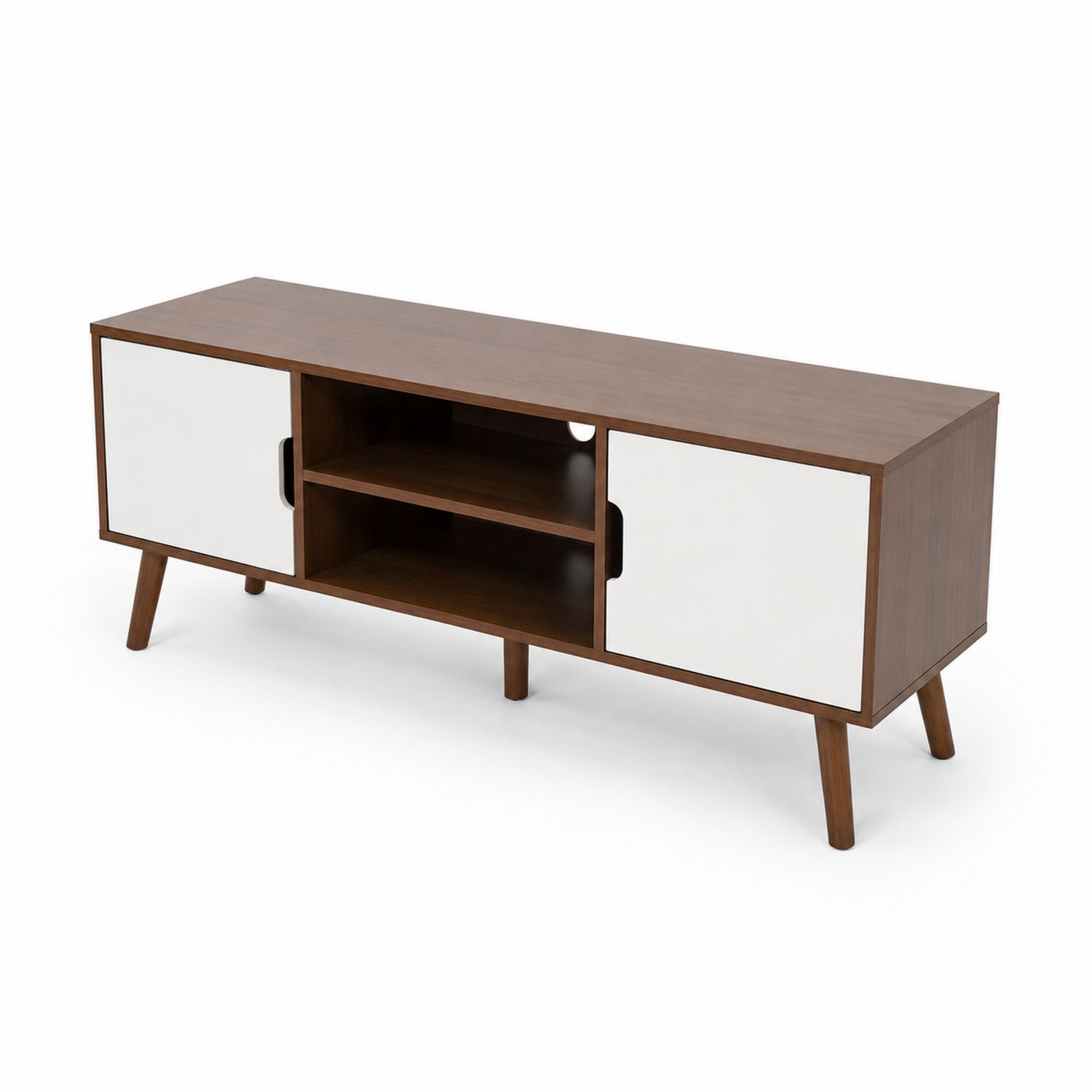 TV-Schrank Holz MDF Weiß/Braun-Norvexoril