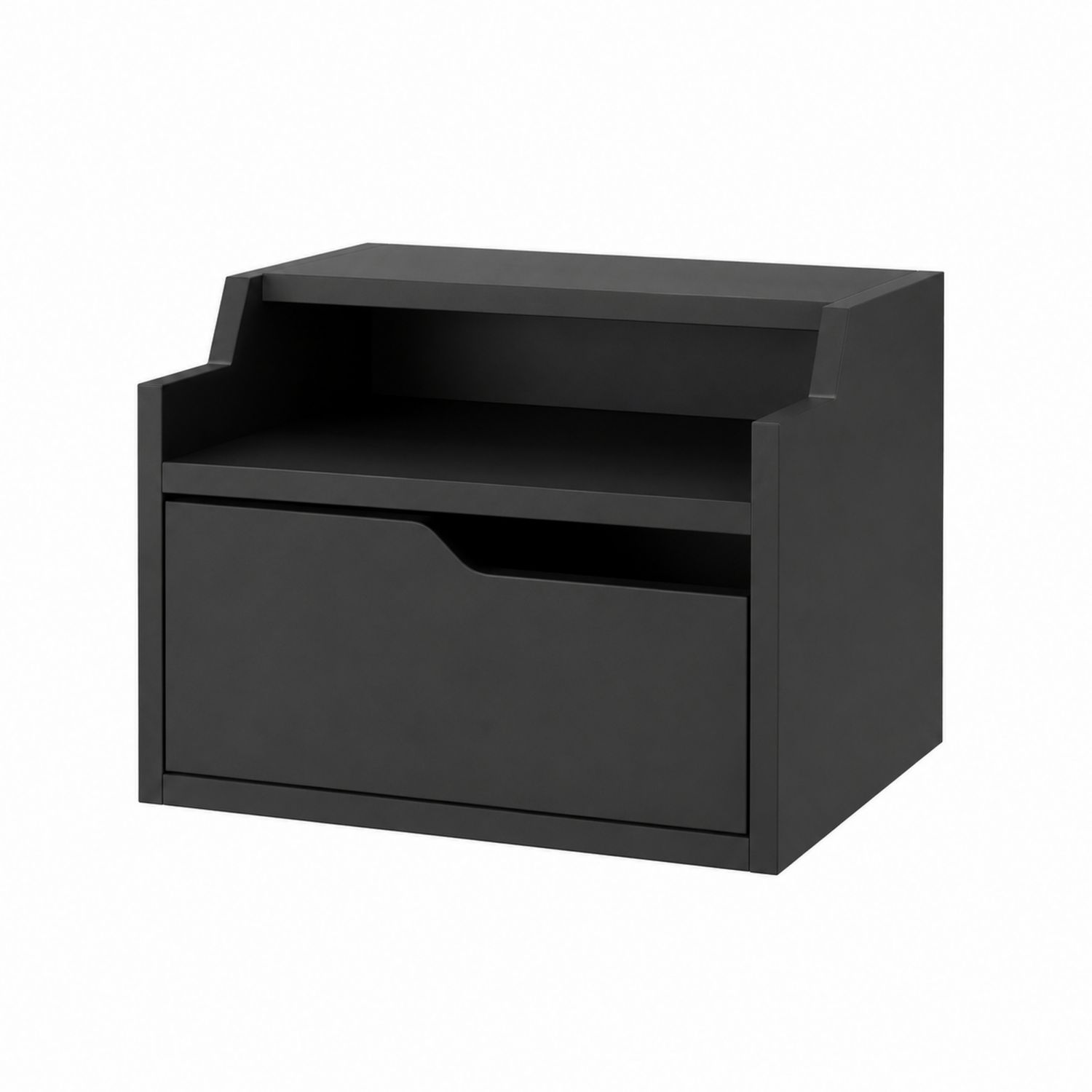 Nachttisch Schwarz MDF mit Schublade-Norvexoril