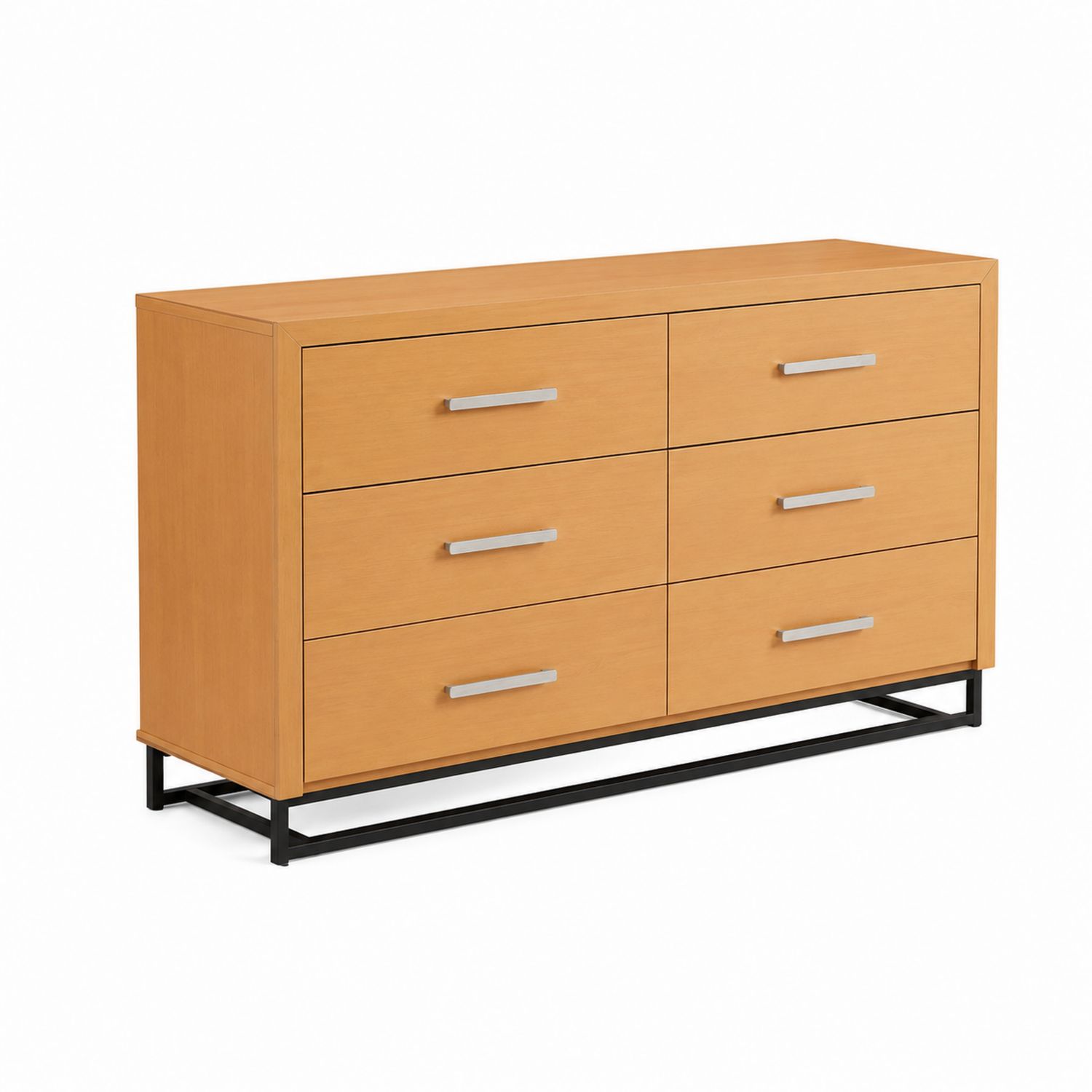 Holz Kommode 6 Schubladen Hellbraun Silber-Norvexoril
