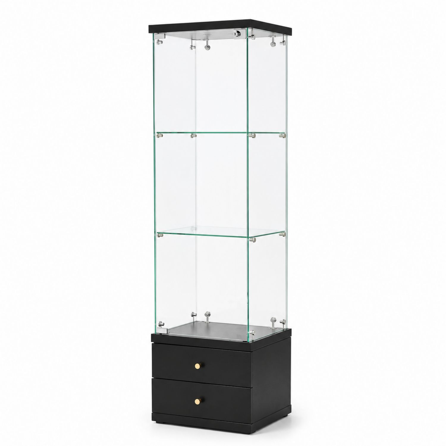 Glasvitrine mit Schubladen, Schwarz-Norvexoril
