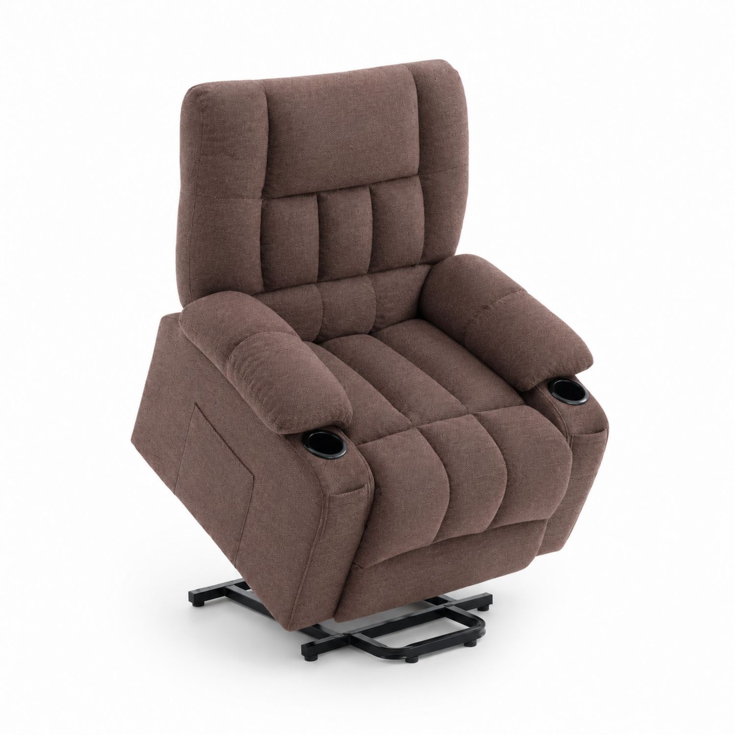 Relaxsessel mit Aufstehhilfe, Metallrahmen, Braun-Norvexoril
