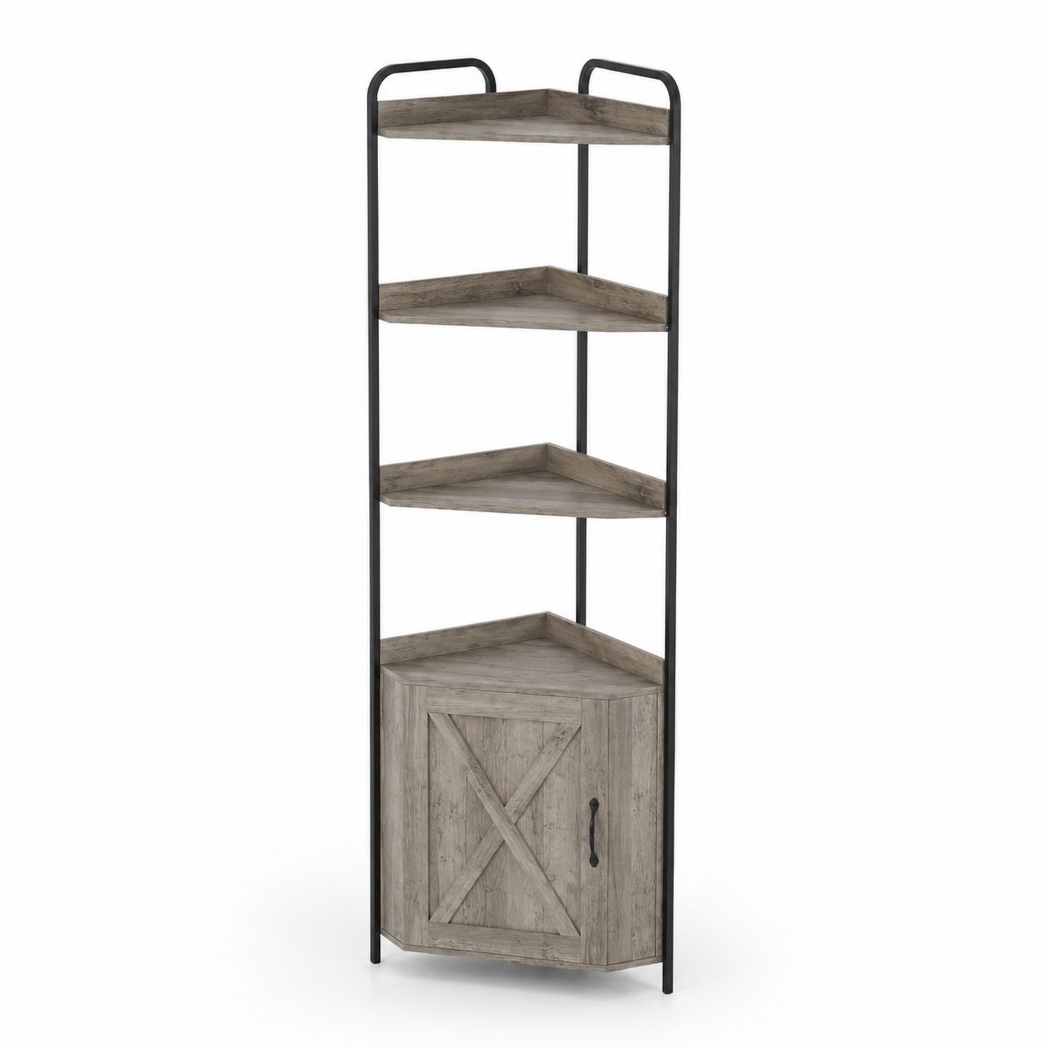 Eckregal Holz Metall Grau Höhe 180 cm-Norvexoril