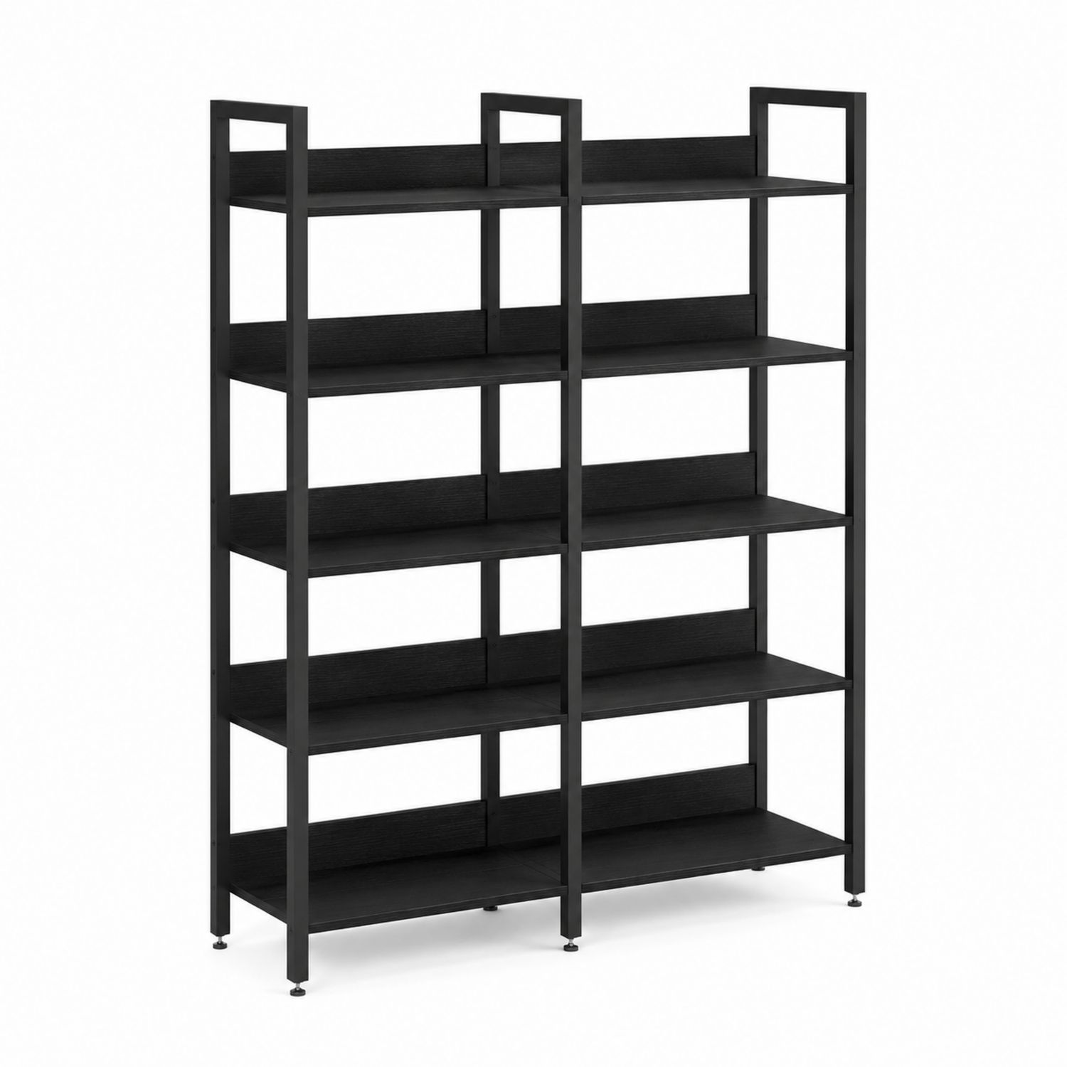 Regalsystem mit 6 Böden aus Metall und Holz Schwarz 160x120x30 cm-Norvexoril