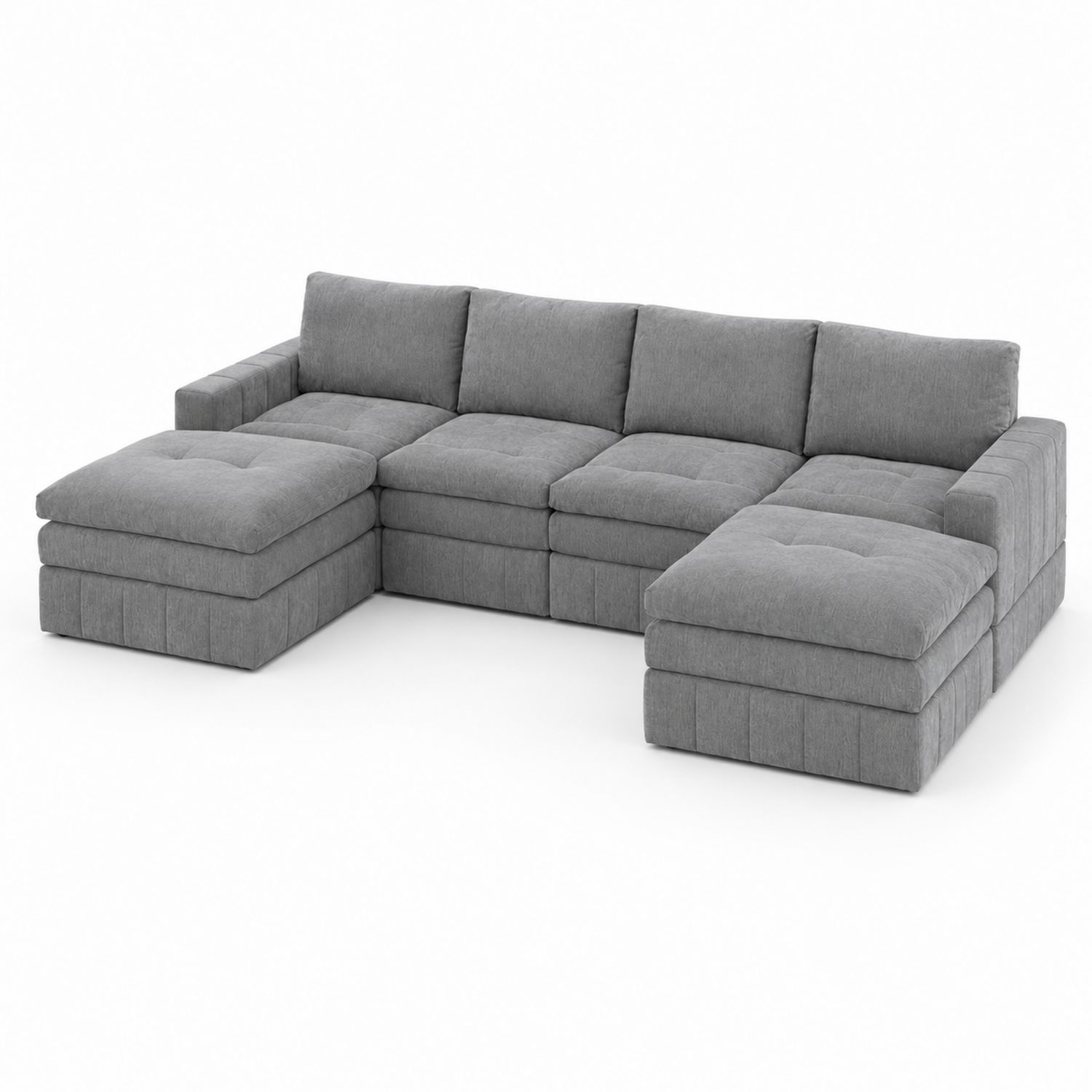 Ecksofa U-Form Stoff Grau 300x250x90 cm-Norvexoril