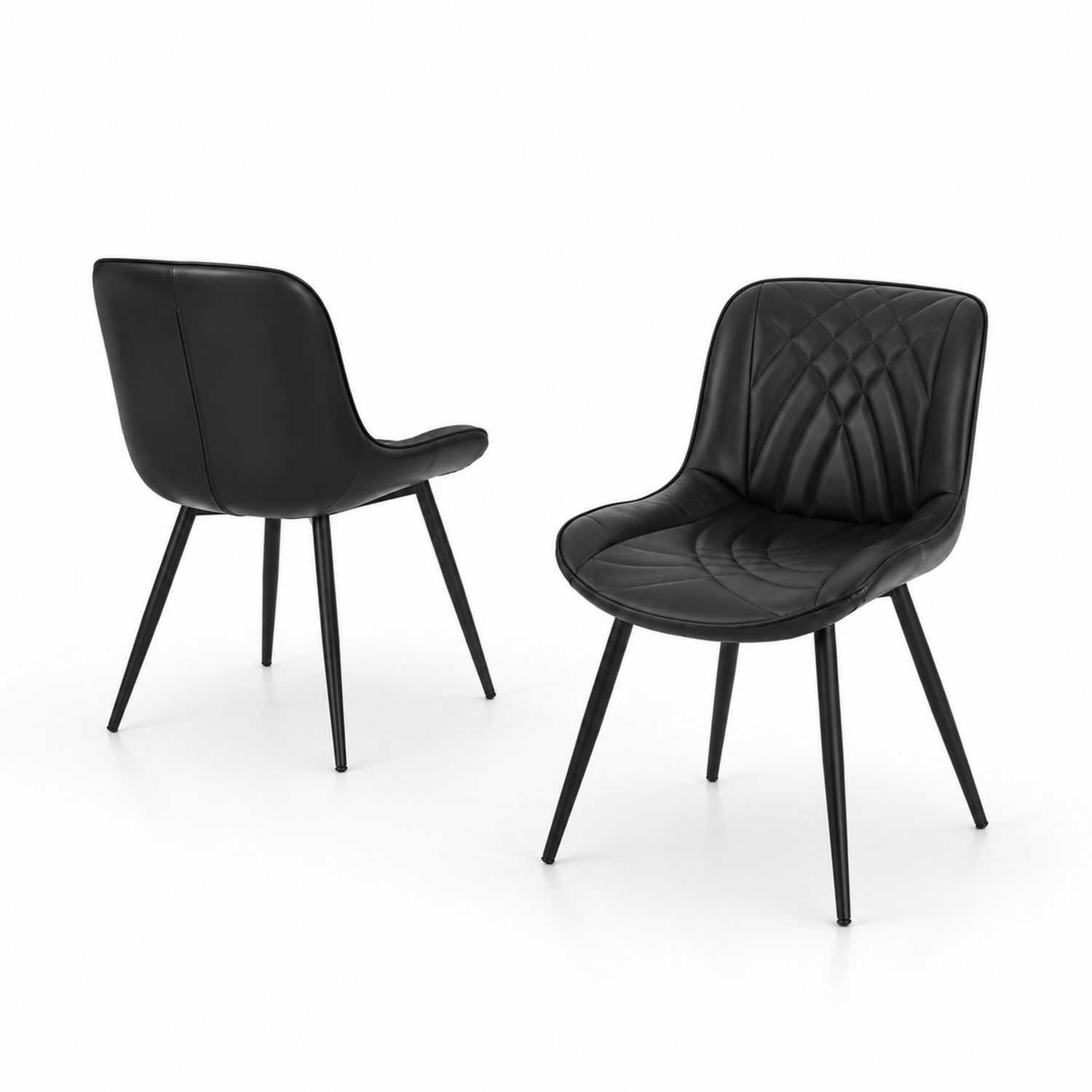 Set mit 2 Esszimmerstühlen aus Kunstleder, Schwarz-Norvexoril