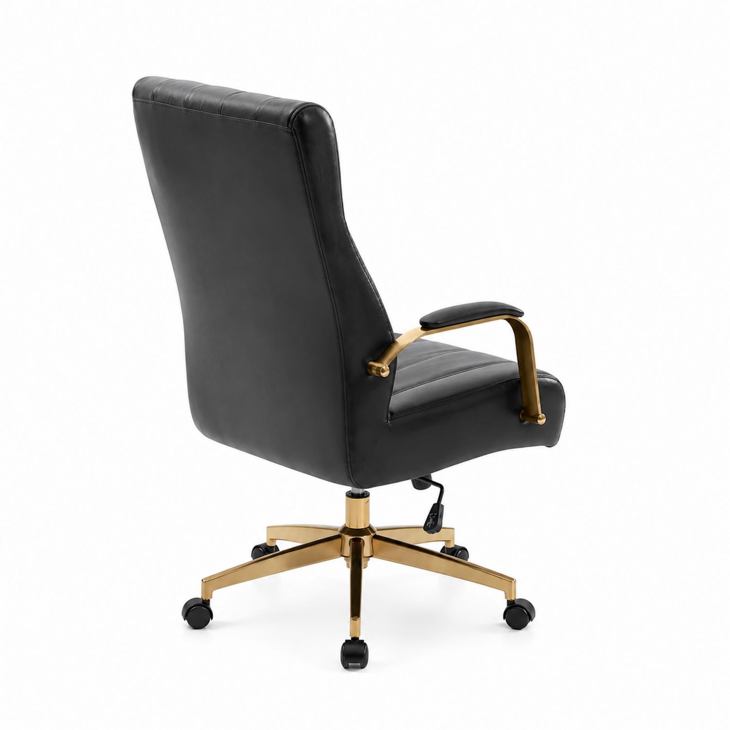 Bürostuhl Lederoptik mit Metallgestell in Gold, Schwarz-Norvexoril