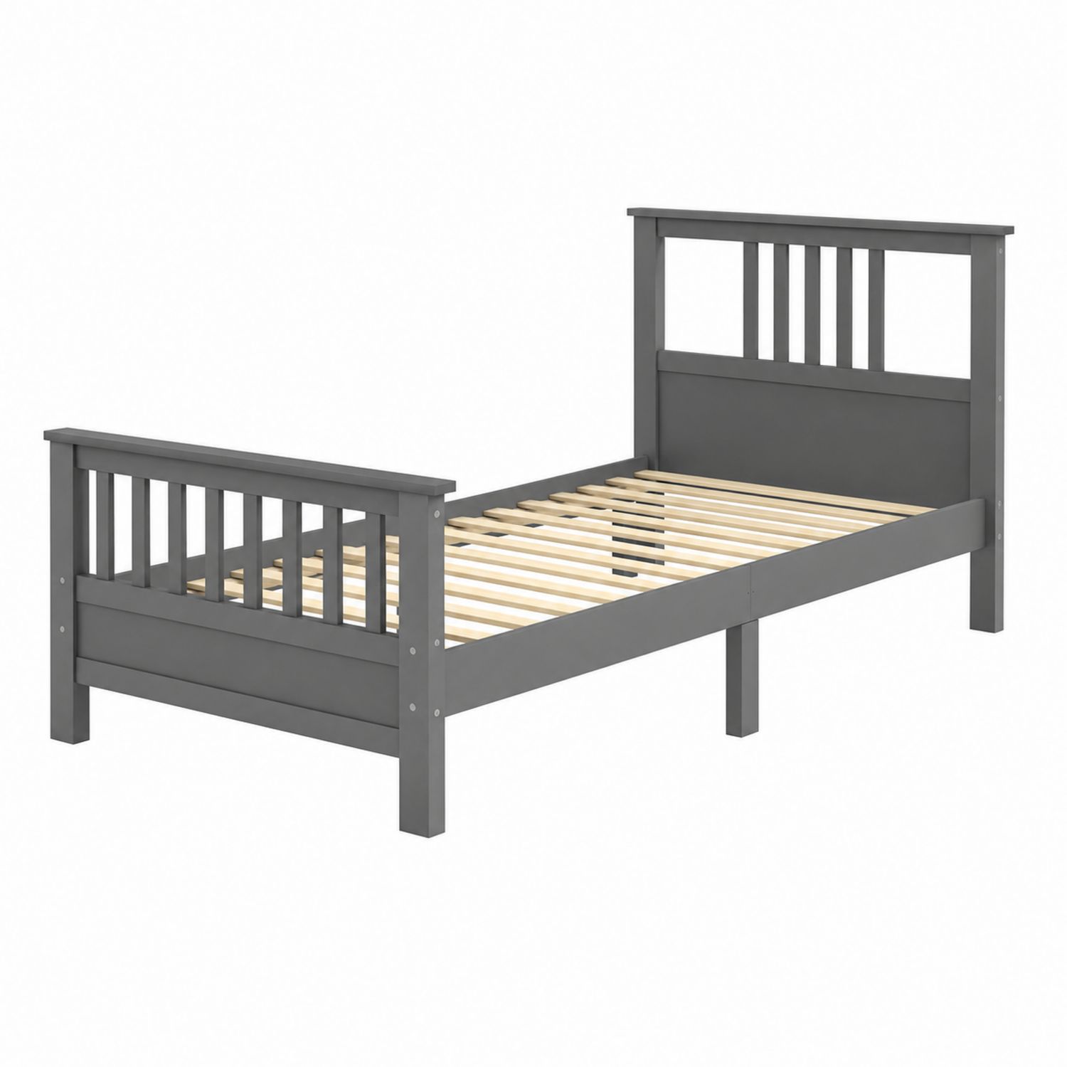 Einzelbett Kiefernholz Grau 200x90 cm-Norvexoril