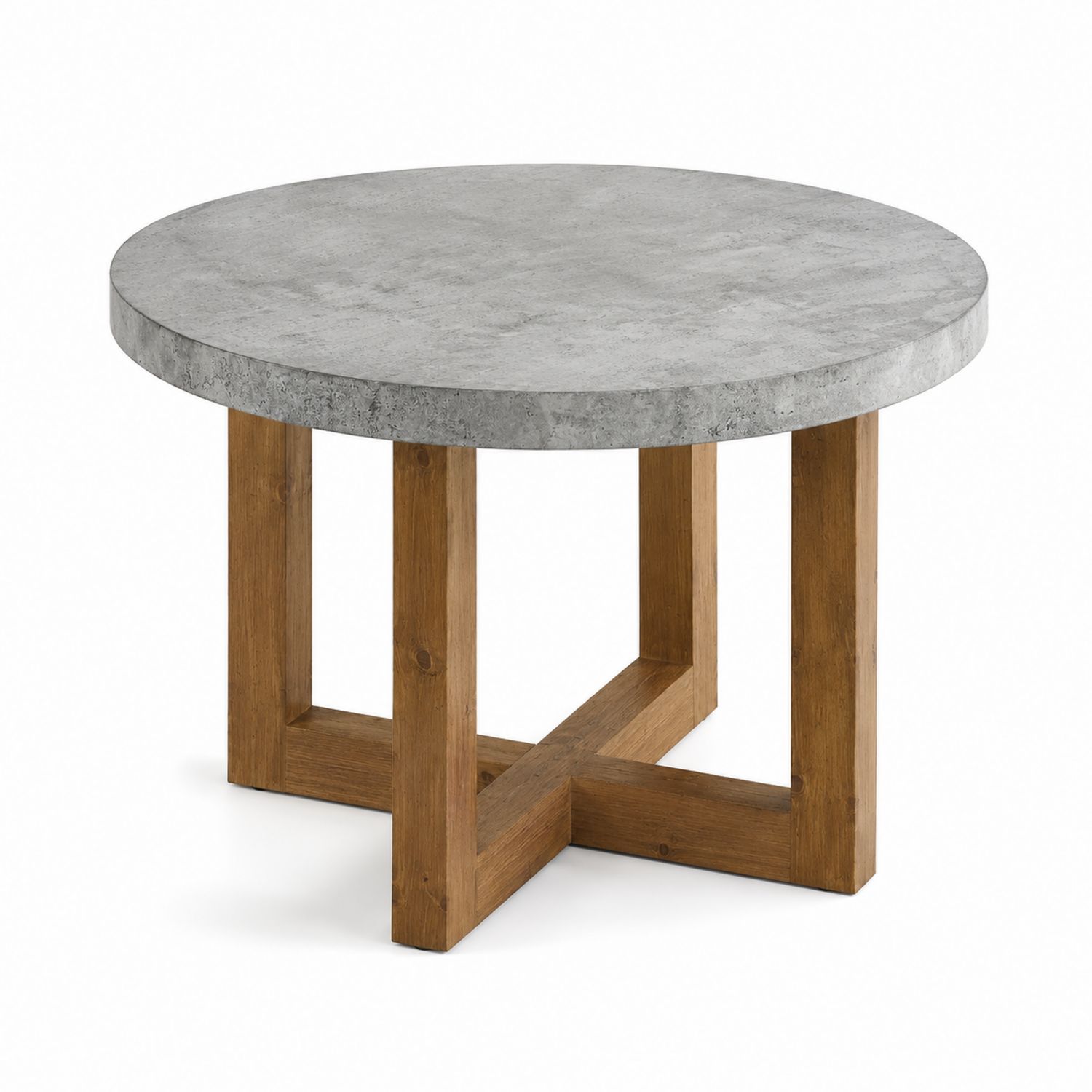 Runder Esstisch mit Betonoptik und Massivholzbeinen, Grau/Braun, Durchmesser 120 cm-Norvexoril