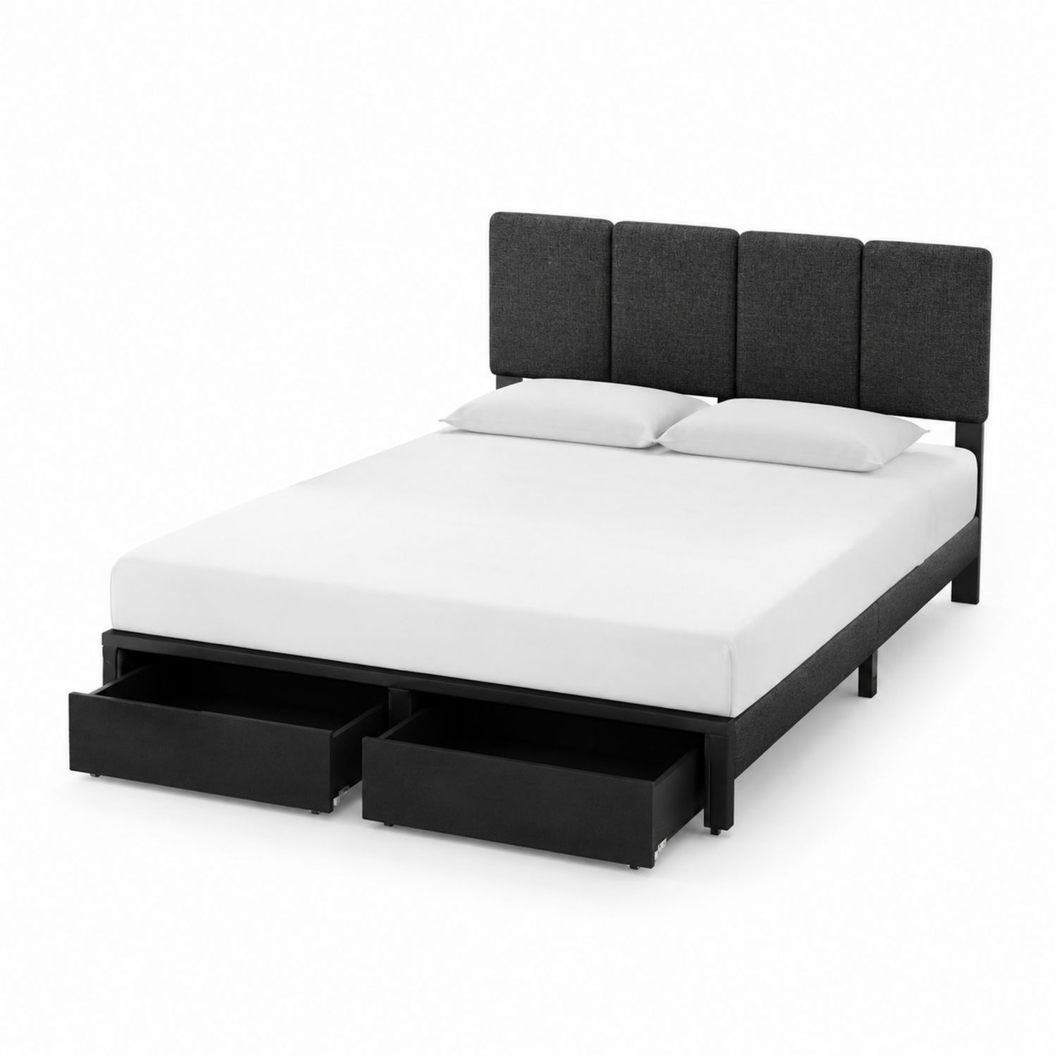 Polsterbett mit Stauraum und Kopfteil 200x160 cm Stahl Polyester Dunkelgrau-Norvexoril