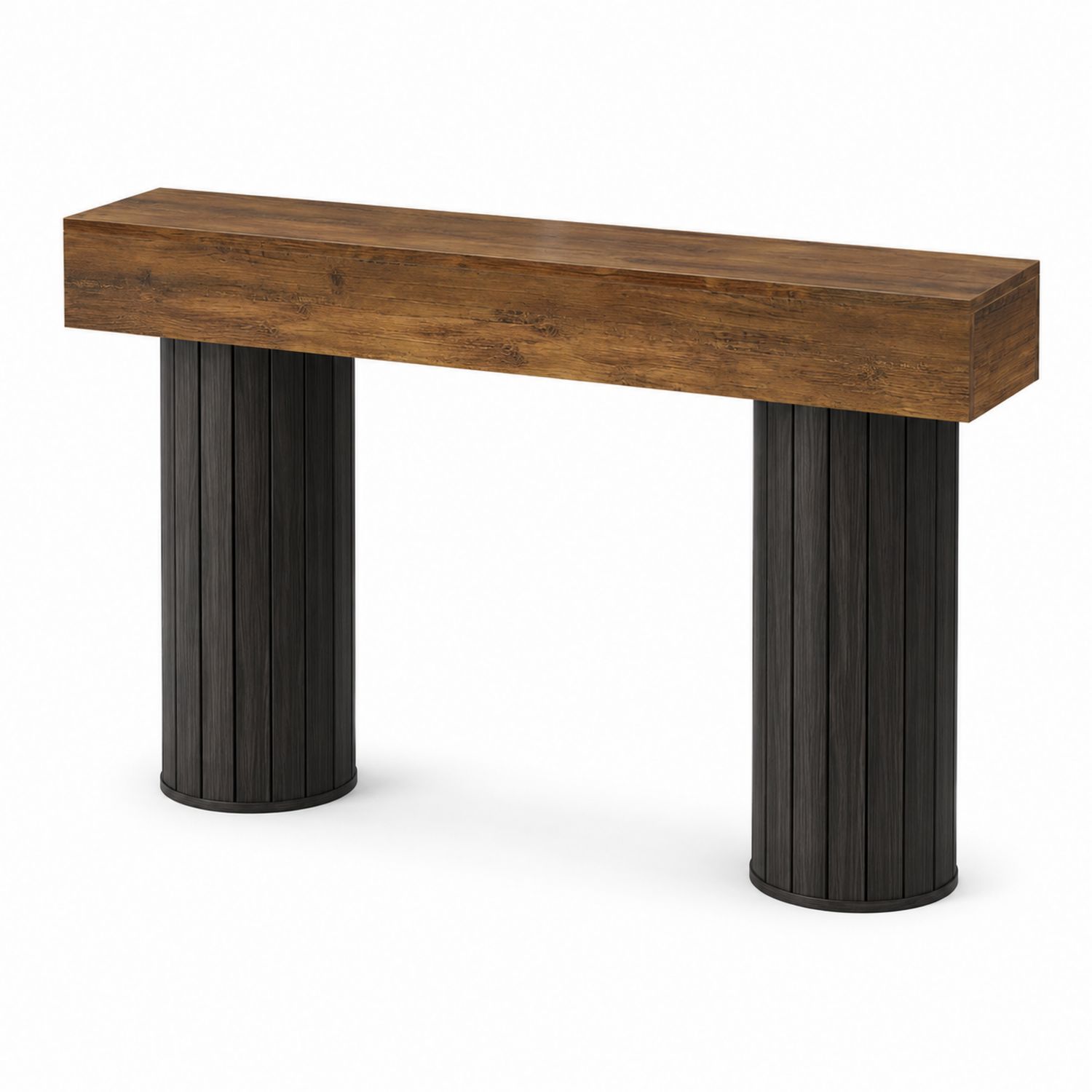 Holz Konsolentisch mit Metallbeinen 120x30x85 cm Braun/Schwarz-Norvexoril