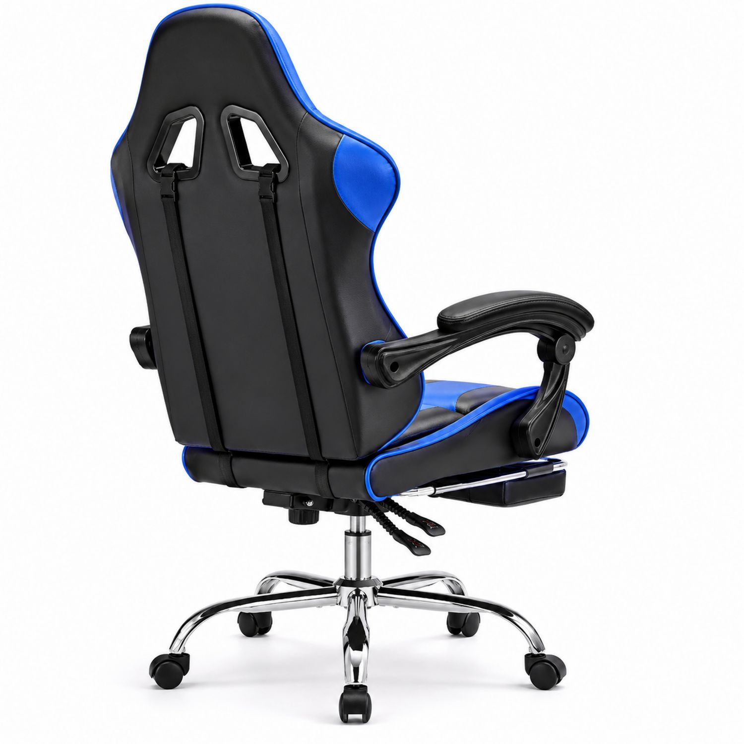 Ergonomischer Gaming-Stuhl aus PU-Leder Schwarz/Blau höhenverstellbar-Norvexoril