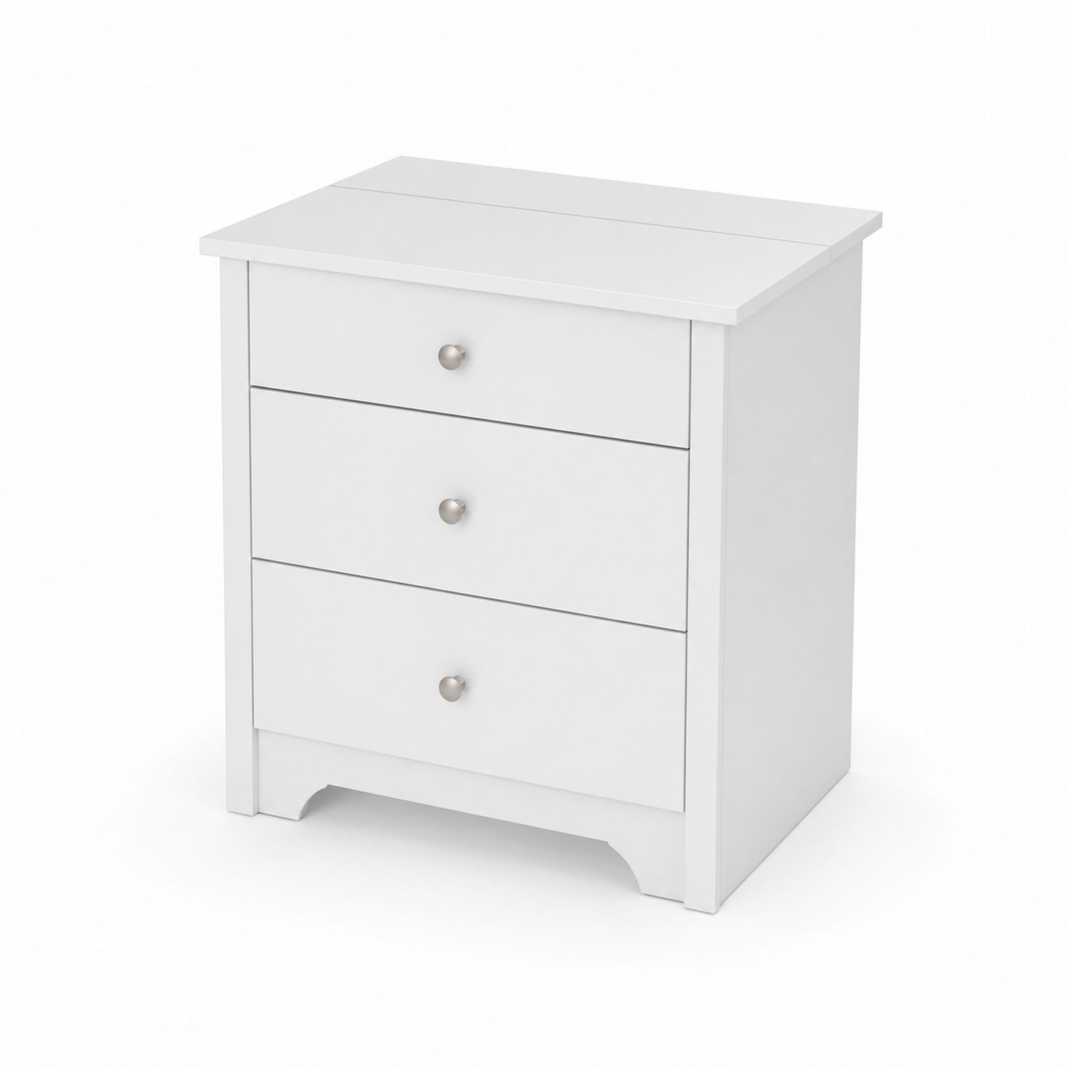 Nachttisch mit 3 Schubladen Weiß MDF und Metallgriffe-Norvexoril