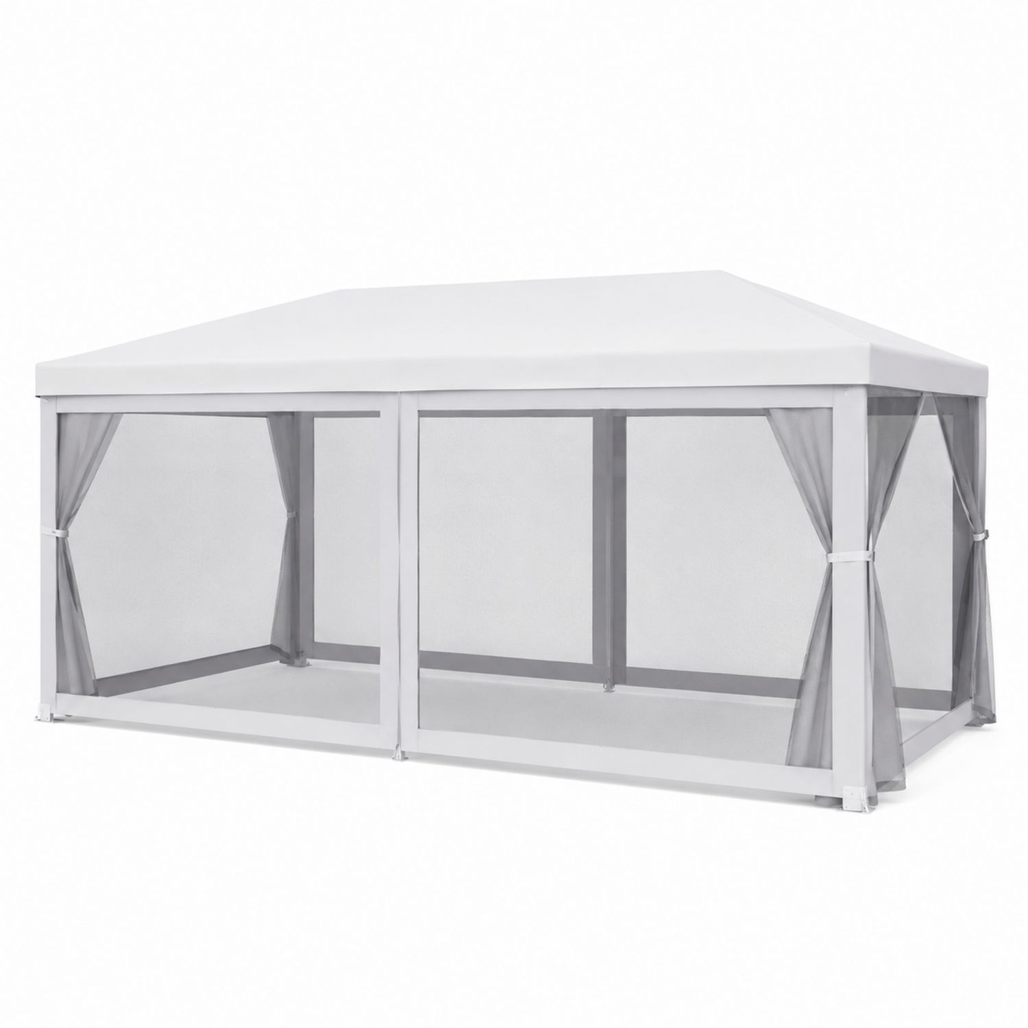 Rechteckiger Gartenpavillon 3x4 m Stahl Polyester Weiß-Norvexoril