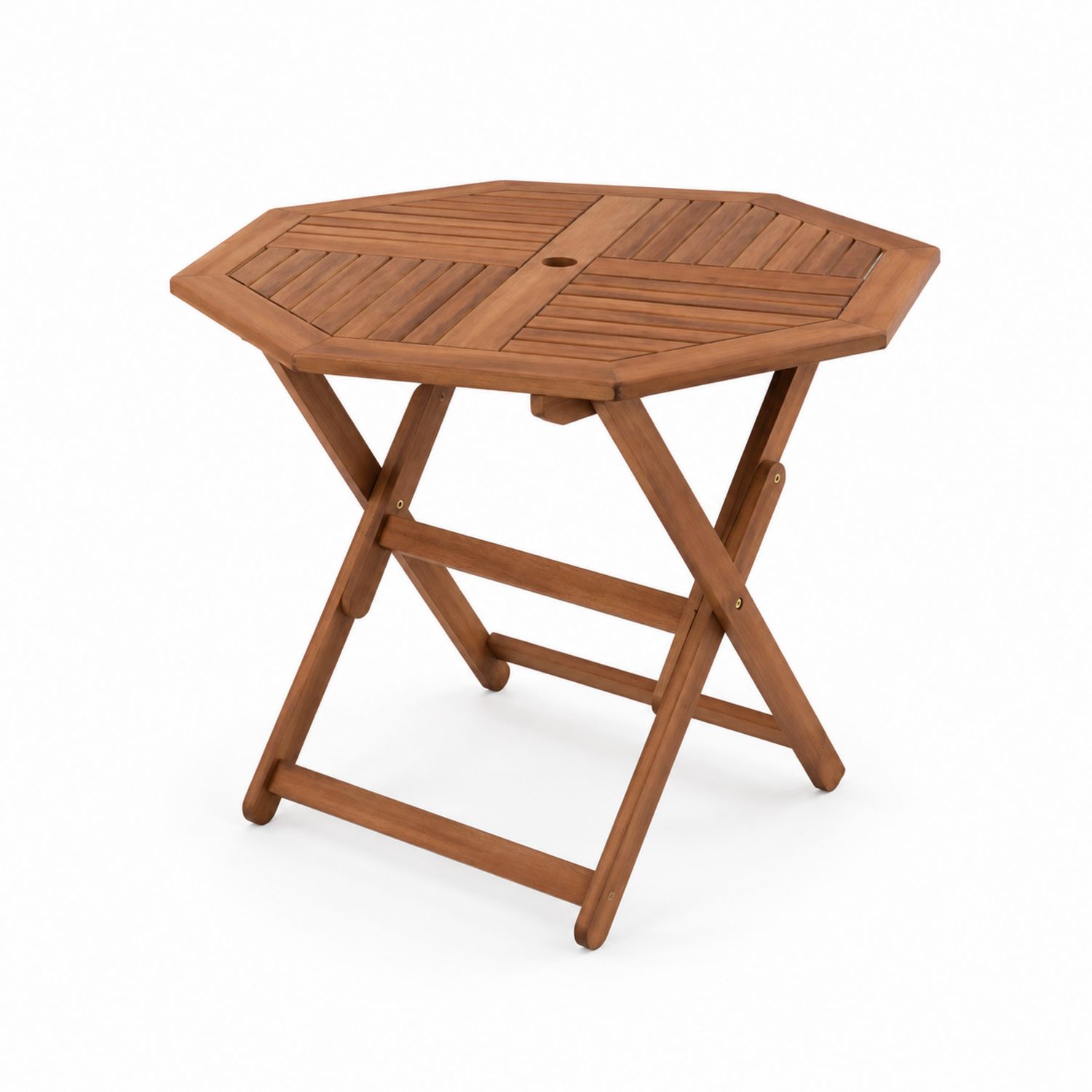 Klapptisch aus Akazienholz, 70 cm, Achtkantig-Norvexoril