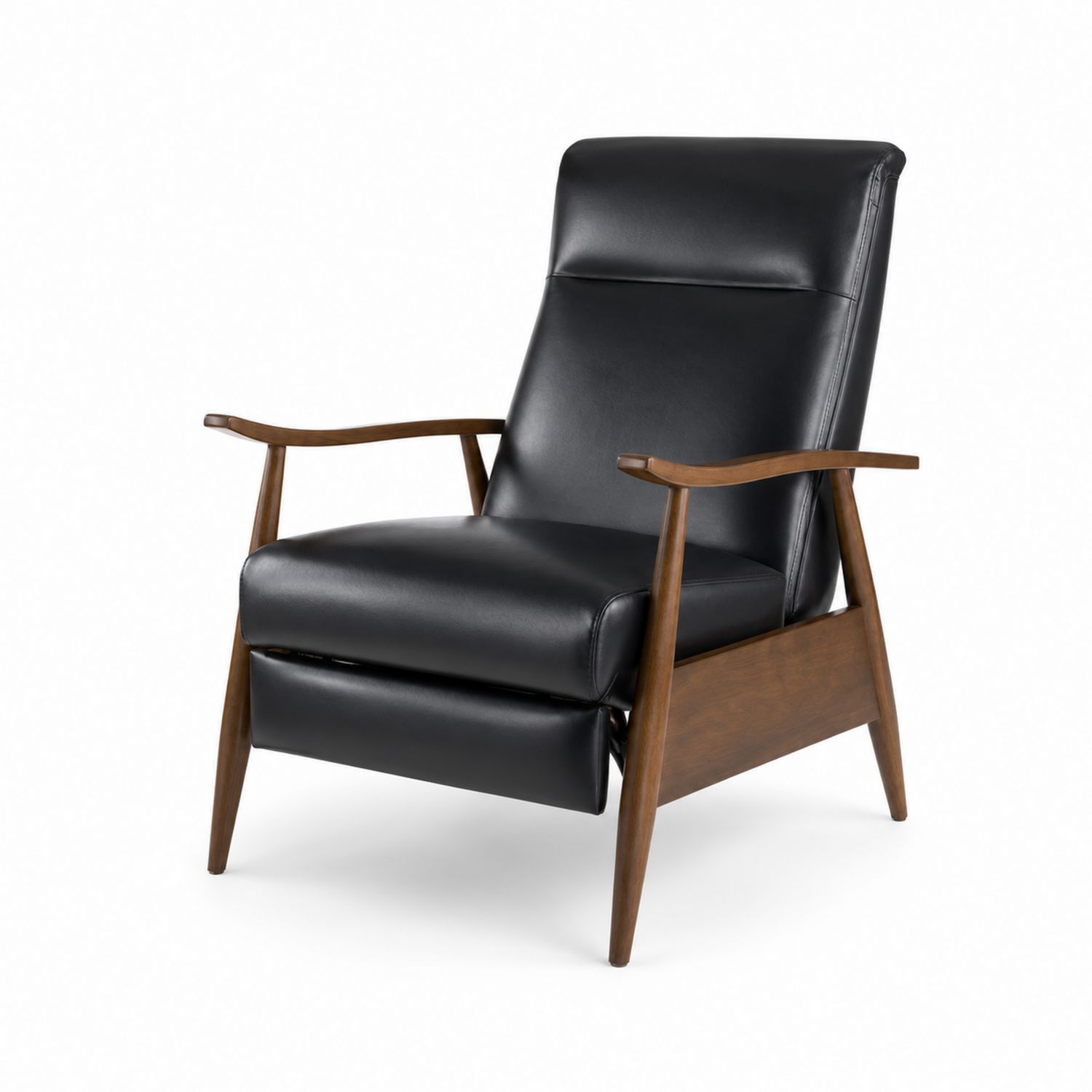 Relaxsessel Holz mit Schwarzem Kunstleder-Norvexoril